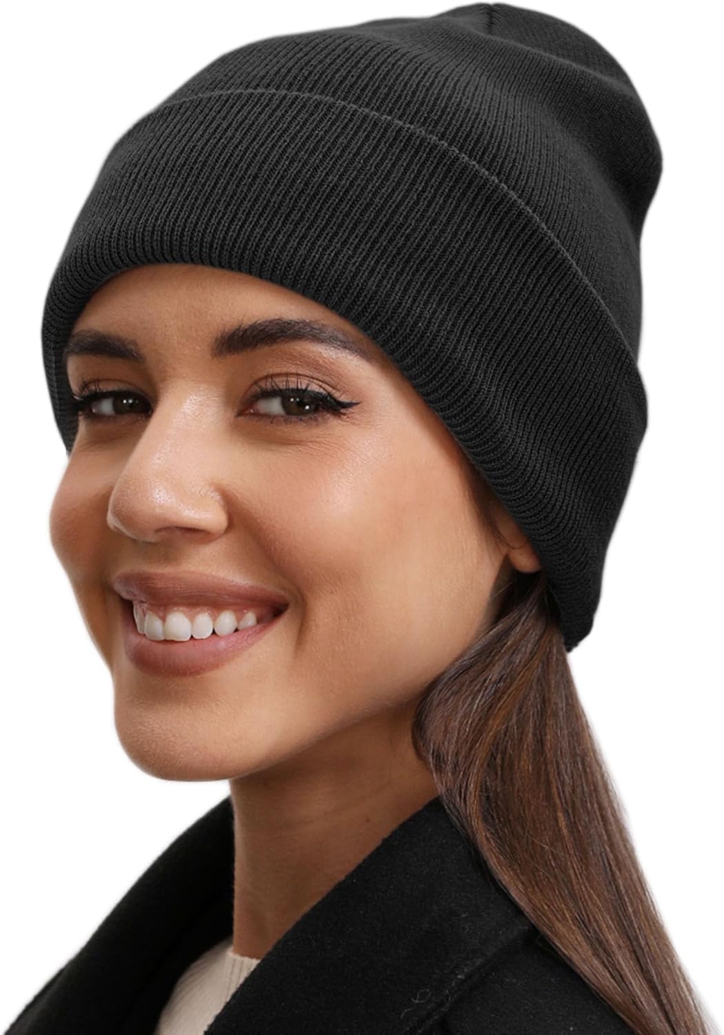 100% Cotton Beanie Hat- Unisex Ultra Soft Winter Warm Stretch Knit Cuffed Hats Fisherman Beanies Skull Cap - Image 1