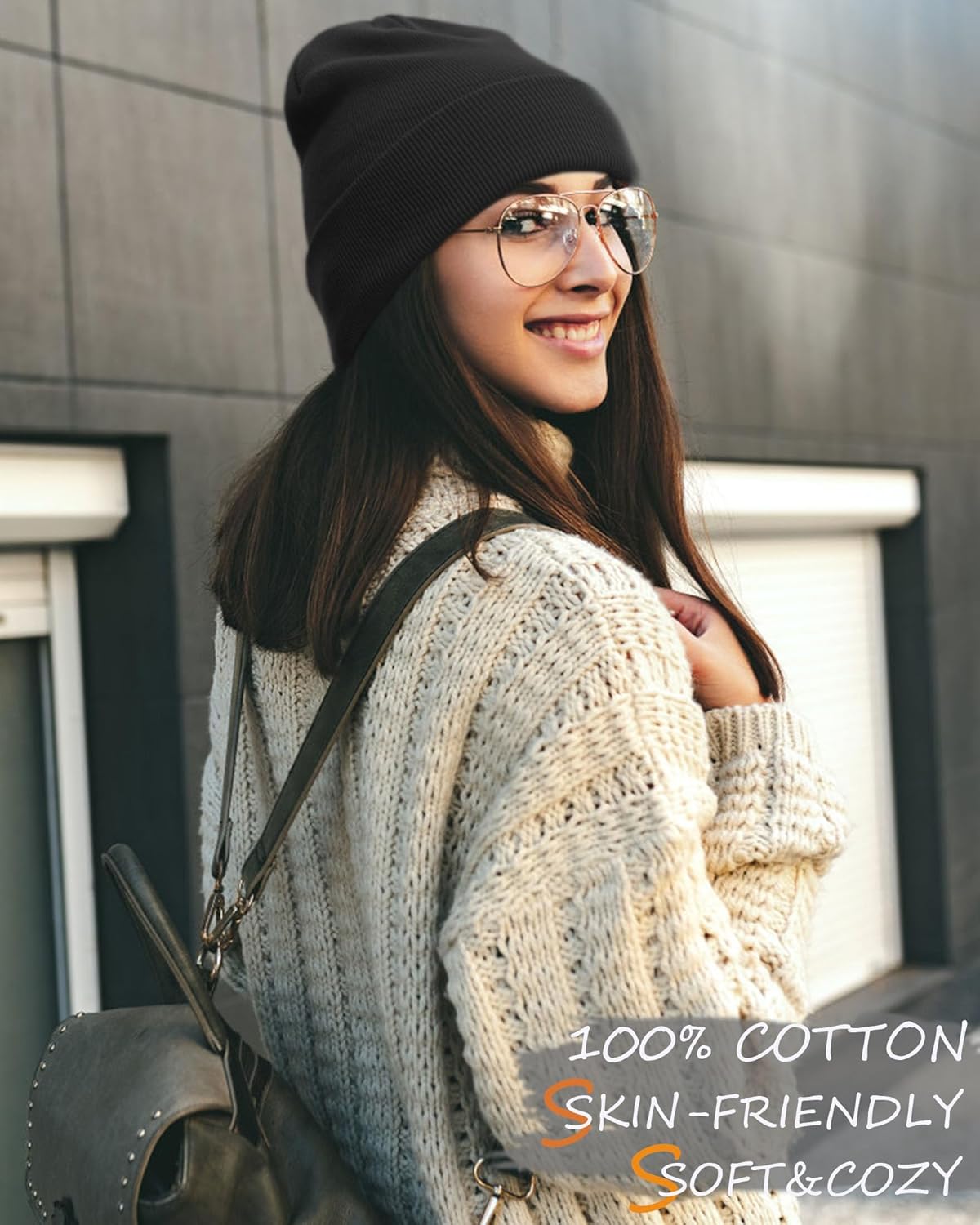 100% Cotton Beanie Hat- Unisex Ultra Soft Winter Warm Stretch Knit Cuffed Hats Fisherman Beanies Skull Cap - Image 5