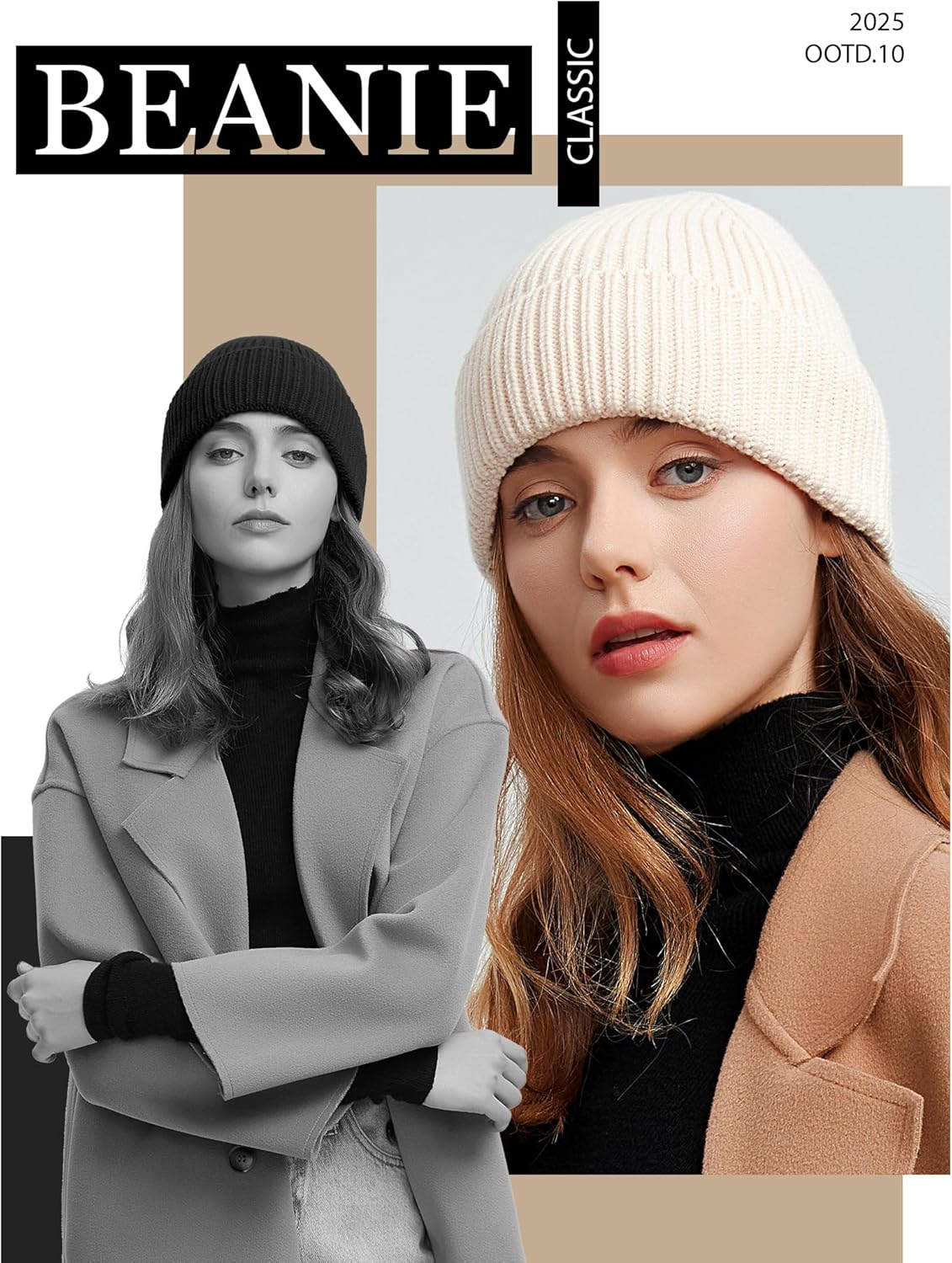 50% Wool Thick Beanie Hat for Men Women, Seamless Winter Knit Skull Cap, Cuffed Fisherman Beanie Warm Watch Cap - Image 5
