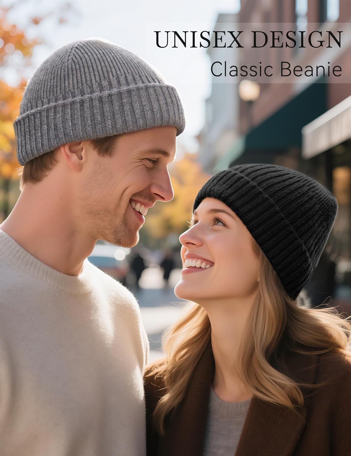 50% Wool Double Cuff Knit Beanie Hat for Men Women, Short Fisherman/Slouchy Warm Winter Skull Cap Trawler Watch Cap - Image 7