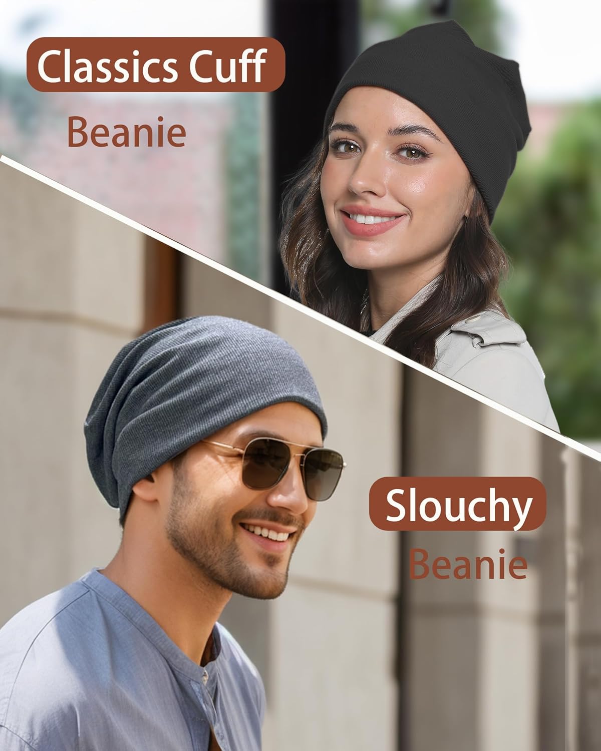 Slouchy Beanie Hats for Women & Men -Ultra-Soft Cotton Knit Cuffed Skull Cap Fashion Style Hipster Lightweight Daily Hat - Image 3