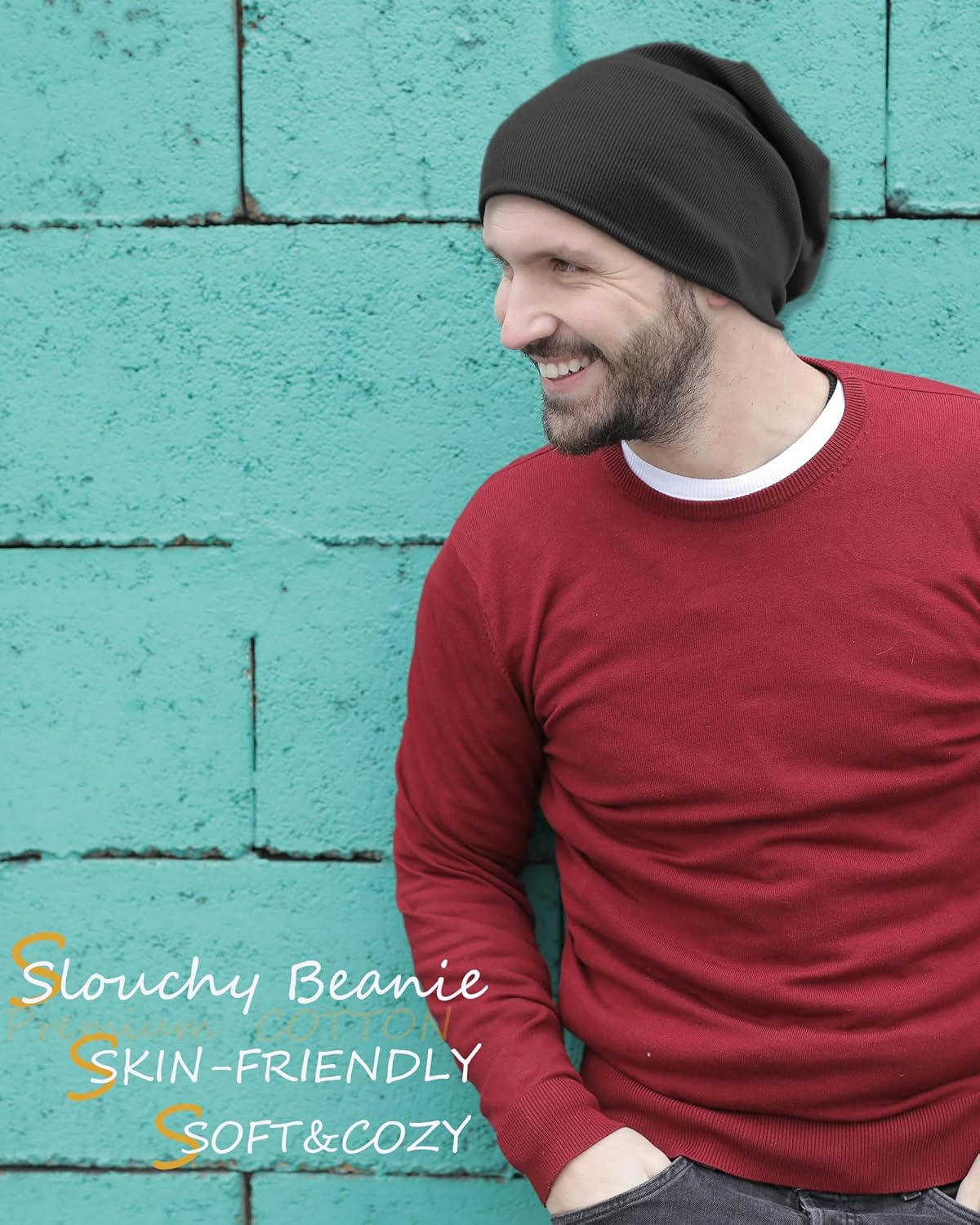Slouchy Beanie Hats for Women & Men -Ultra-Soft Cotton Knit Cuffed Skull Cap Fashion Style Hipster Lightweight Daily Hat - Image 5