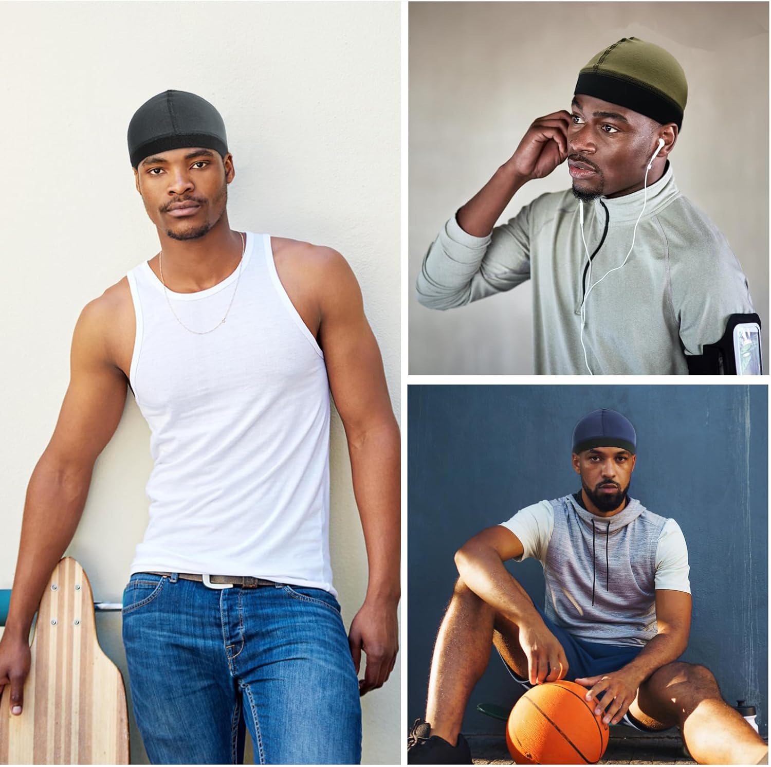 Cotton Stocking Wave Cap for Men, Wave Caps for 360 540 720 Waves, Good Compression Over Durag Sleeping Skull Hat - Image 4