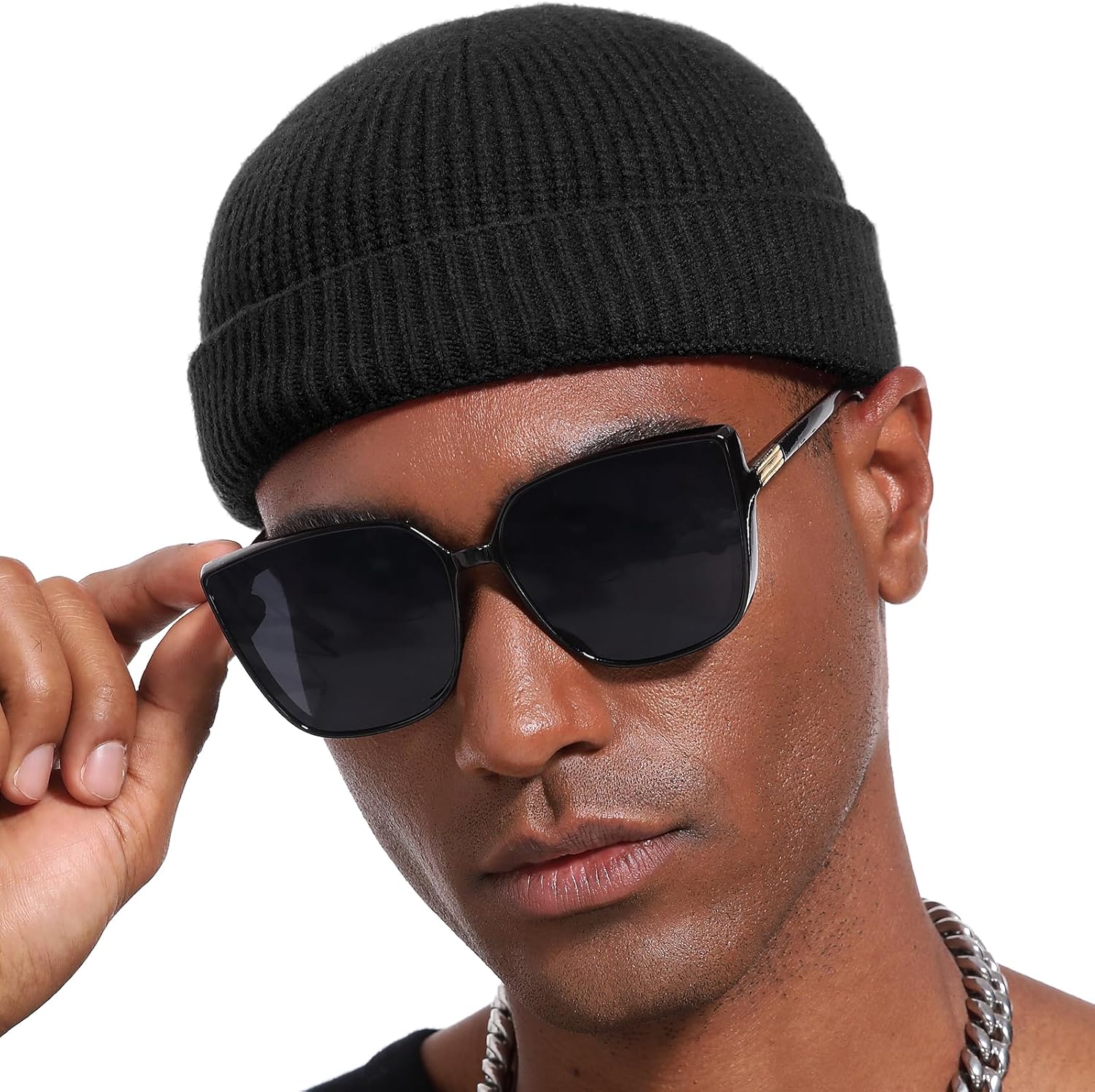 Thin Wool Fisherman Beanie Hat for Men Women Fall Winter,Short Knit Cuffed Fashion Trawler Skull Cap,Watch Cap - Image 1