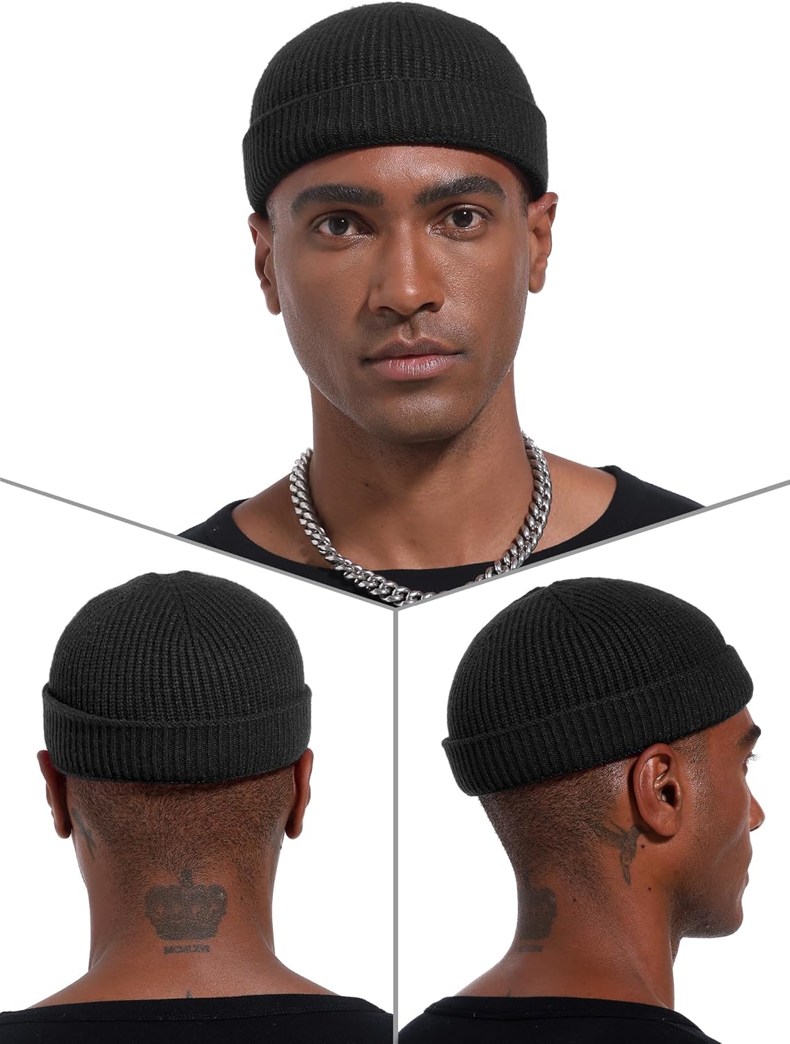 Thin Wool Fisherman Beanie Hat for Men Women Fall Winter,Short Knit Cuffed Fashion Trawler Skull Cap,Watch Cap - Image 2