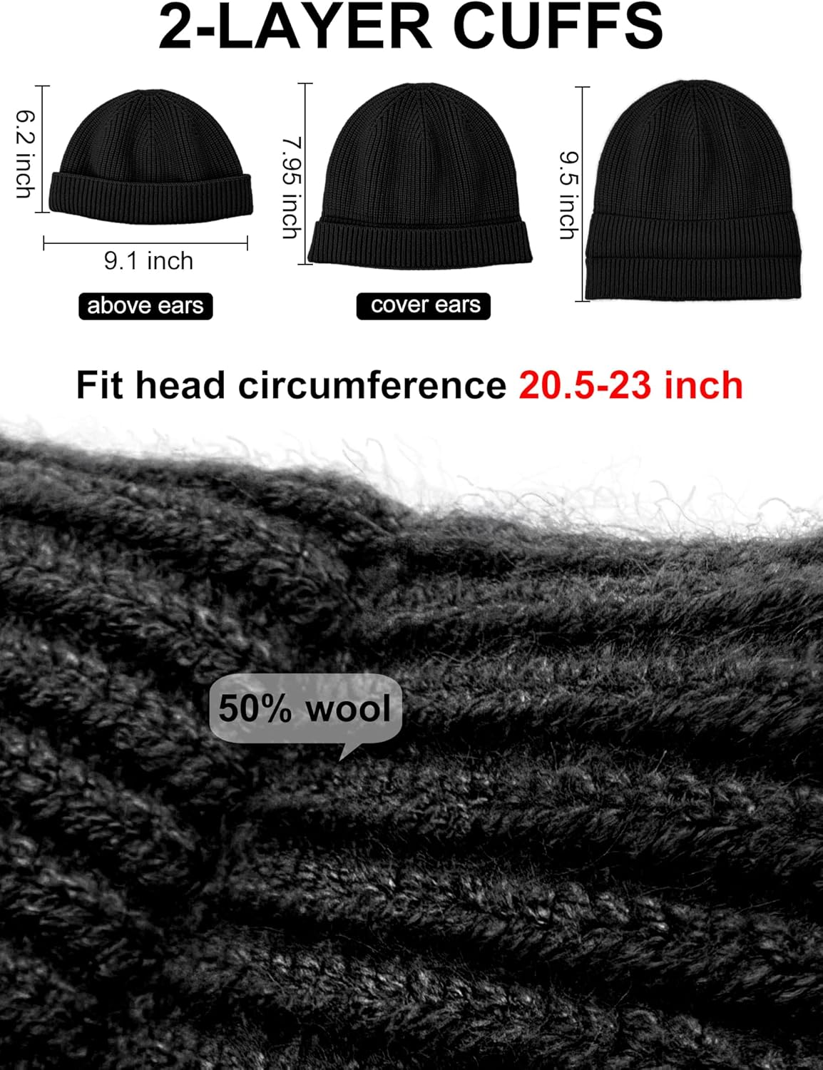 Thin Wool Fisherman Beanie Hat for Men Women Fall Winter,Short Knit Cuffed Fashion Trawler Skull Cap,Watch Cap - Image 3
