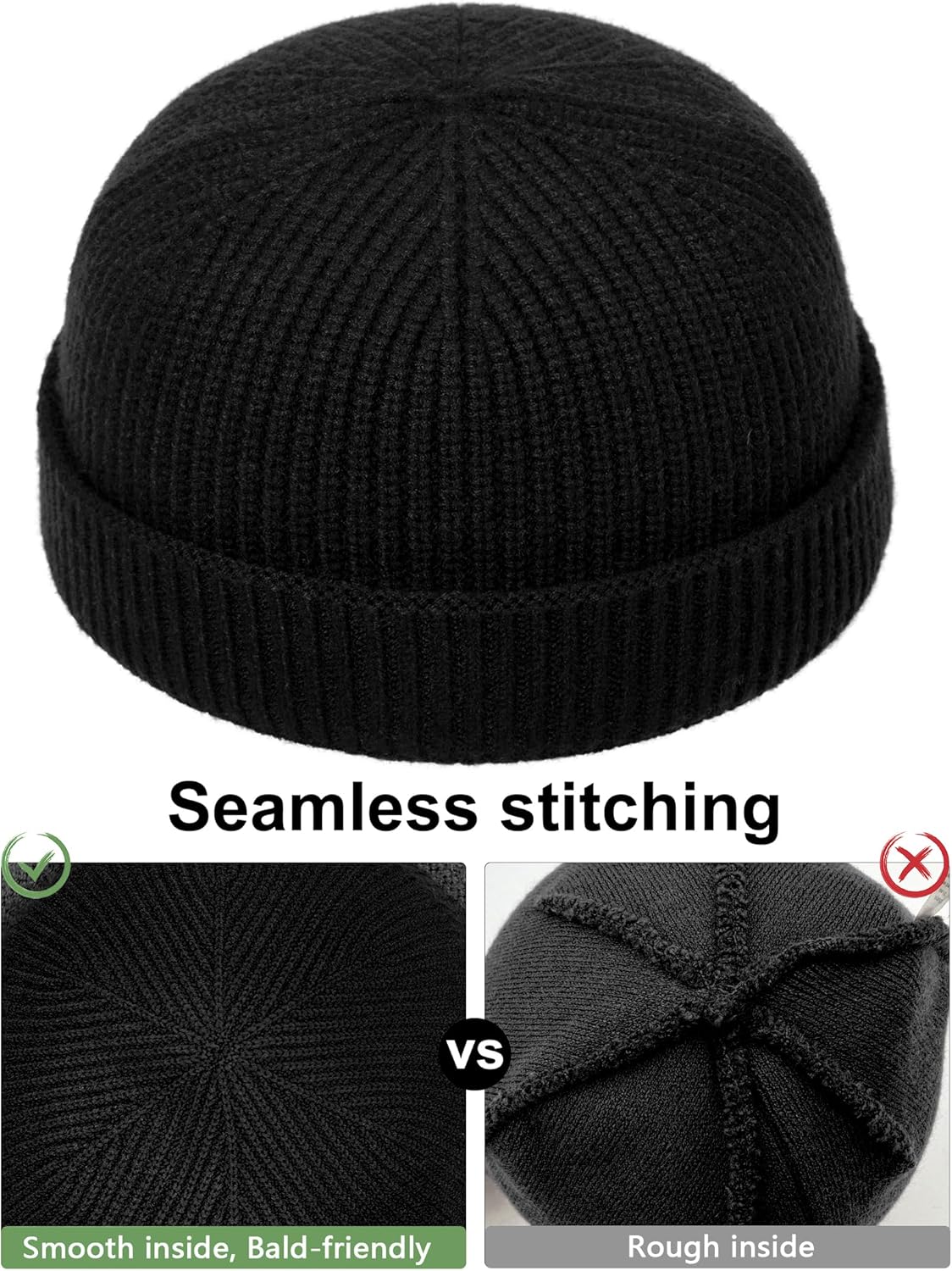 Thin Wool Fisherman Beanie Hat for Men Women Fall Winter,Short Knit Cuffed Fashion Trawler Skull Cap,Watch Cap - Image 4