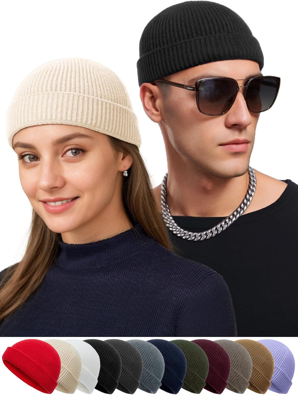 Thin Wool Fisherman Beanie Hat for Men Women Fall Winter,Short Knit Cuffed Fashion Trawler Skull Cap,Watch Cap - Image 7