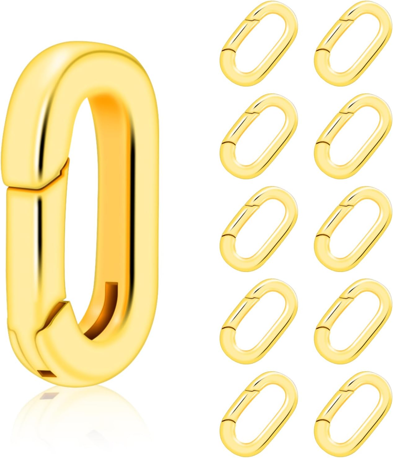 10PCS Brass Plating 18k Gold Small Oval Jewelry Clasps, Lobster Spring Clasp Shortener Clip Carabiner Necklace Clasp Connector Clasp Bracelets Jewelry Making DIY Hardware Replacement - Image 1