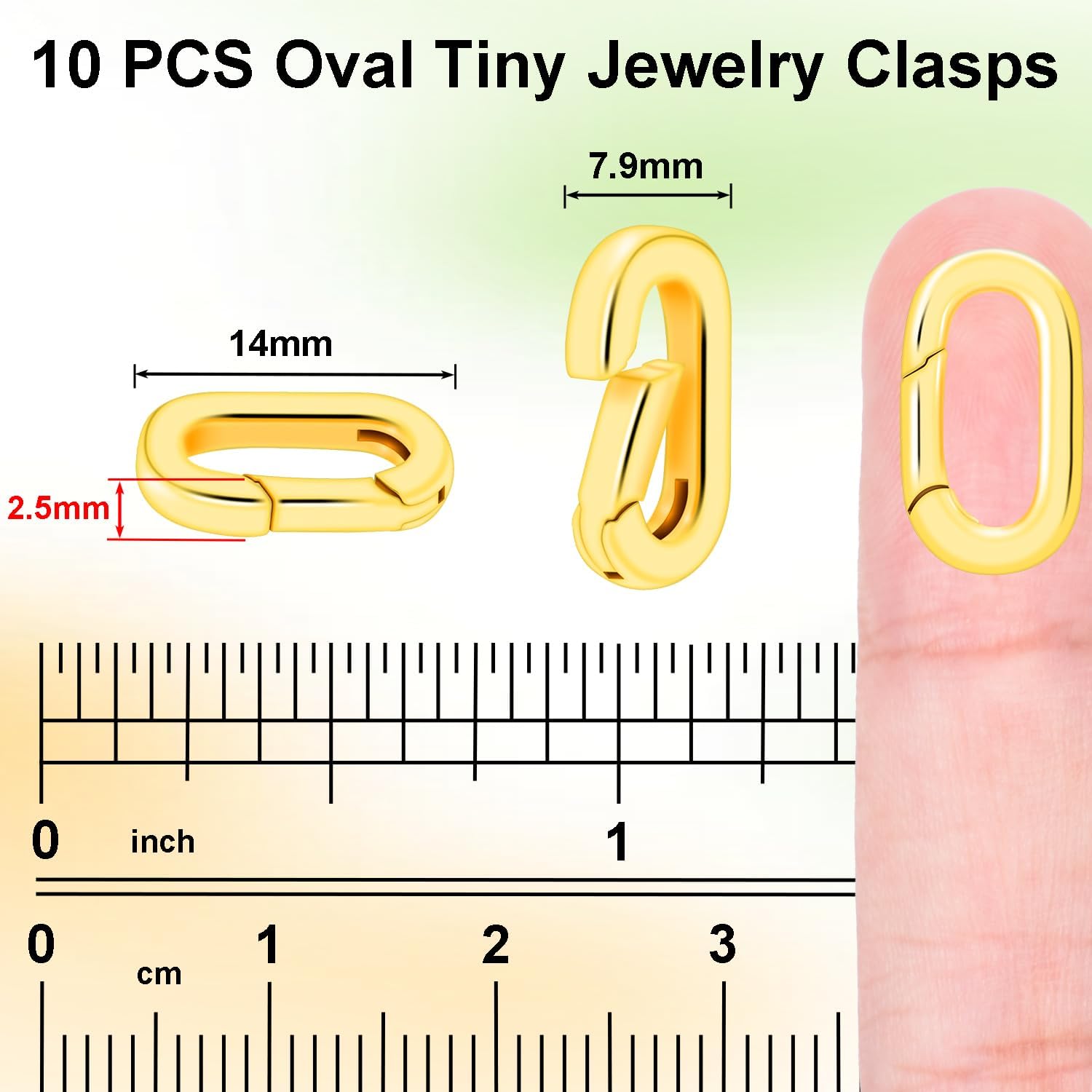 10PCS Brass Plating 18k Gold Small Oval Jewelry Clasps, Lobster Spring Clasp Shortener Clip Carabiner Necklace Clasp Connector Clasp Bracelets Jewelry Making DIY Hardware Replacement - Image 2