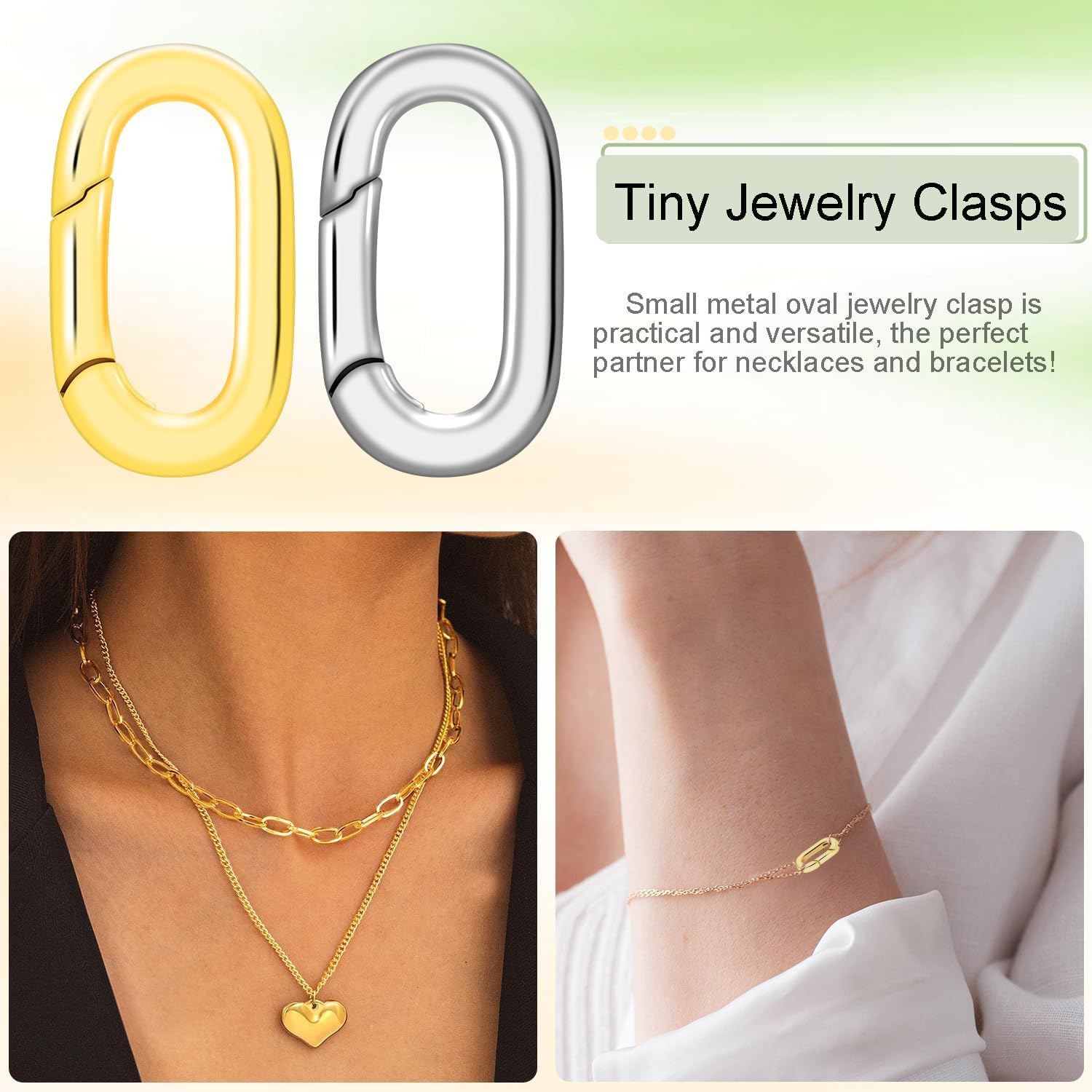 10PCS Brass Plating 18k Gold Small Oval Jewelry Clasps, Lobster Spring Clasp Shortener Clip Carabiner Necklace Clasp Connector Clasp Bracelets Jewelry Making DIY Hardware Replacement - Image 3