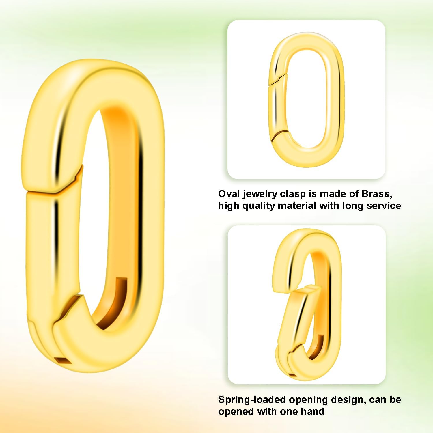 10PCS Brass Plating 18k Gold Small Oval Jewelry Clasps, Lobster Spring Clasp Shortener Clip Carabiner Necklace Clasp Connector Clasp Bracelets Jewelry Making DIY Hardware Replacement - Image 6