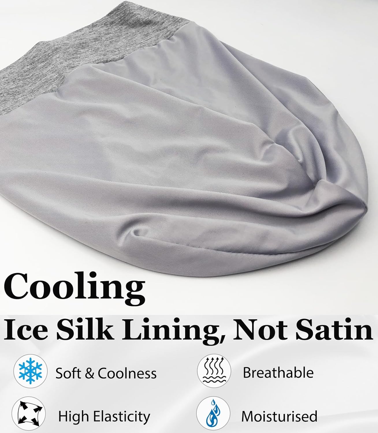 Sleep Cap Bonnet for Sleeping Black Women, Adjtable Cooling Ice Silk Lined Bonnet for Curly Braids Hair Cover Beanie Hat - Image 2