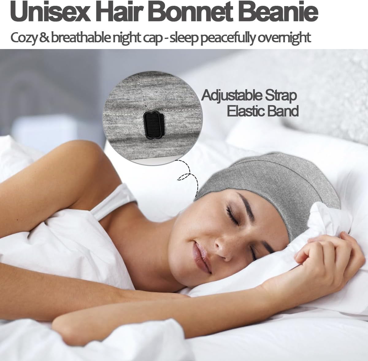 Sleep Cap Bonnet for Sleeping Black Women, Adjtable Cooling Ice Silk Lined Bonnet for Curly Braids Hair Cover Beanie Hat - Image 3