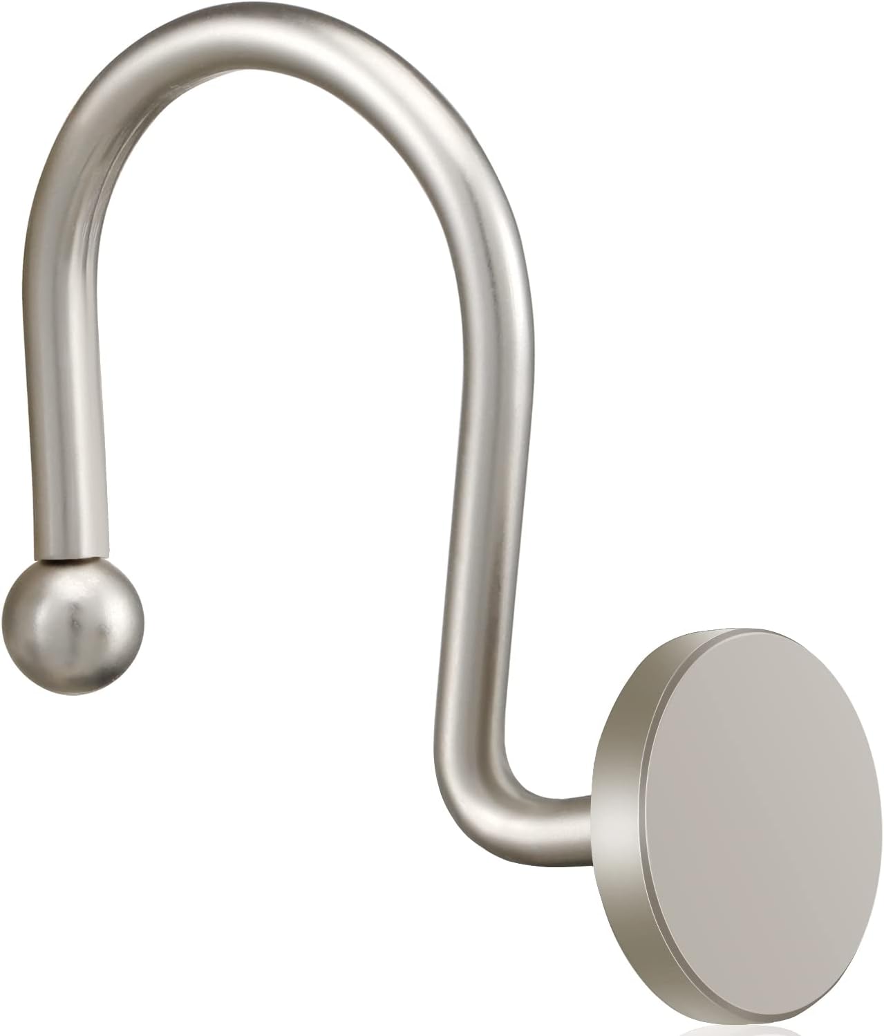 Shower Curtain Hooks, Nickel Shower Curtain Rings Rtproof Metal Round Decorative Shower Hooks Rings for Bathroom Shower Rods Curtains, Set of 12 Heavy Duty Solid Hooks - Image 1