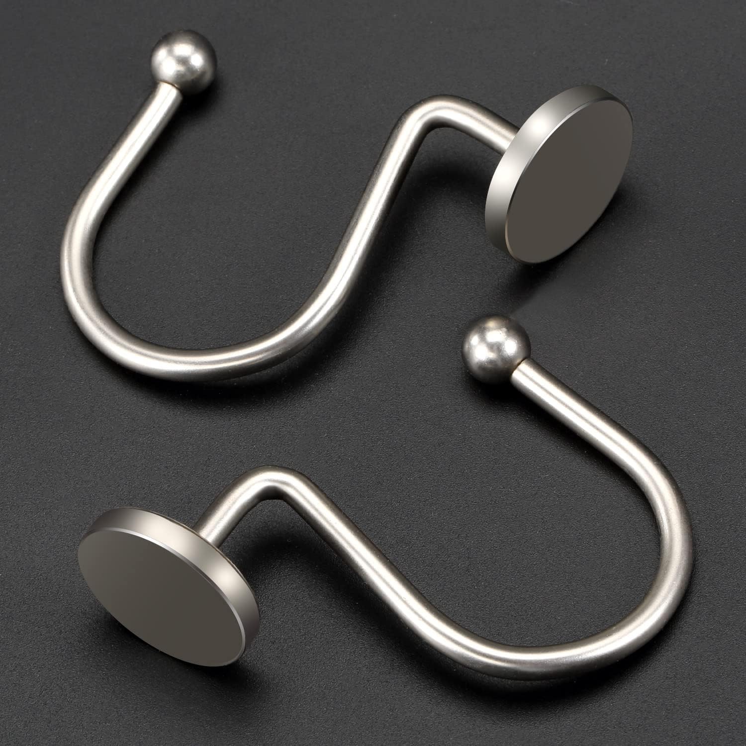 Shower Curtain Hooks, Nickel Shower Curtain Rings Rtproof Metal Round Decorative Shower Hooks Rings for Bathroom Shower Rods Curtains, Set of 12 Heavy Duty Solid Hooks - Image 3