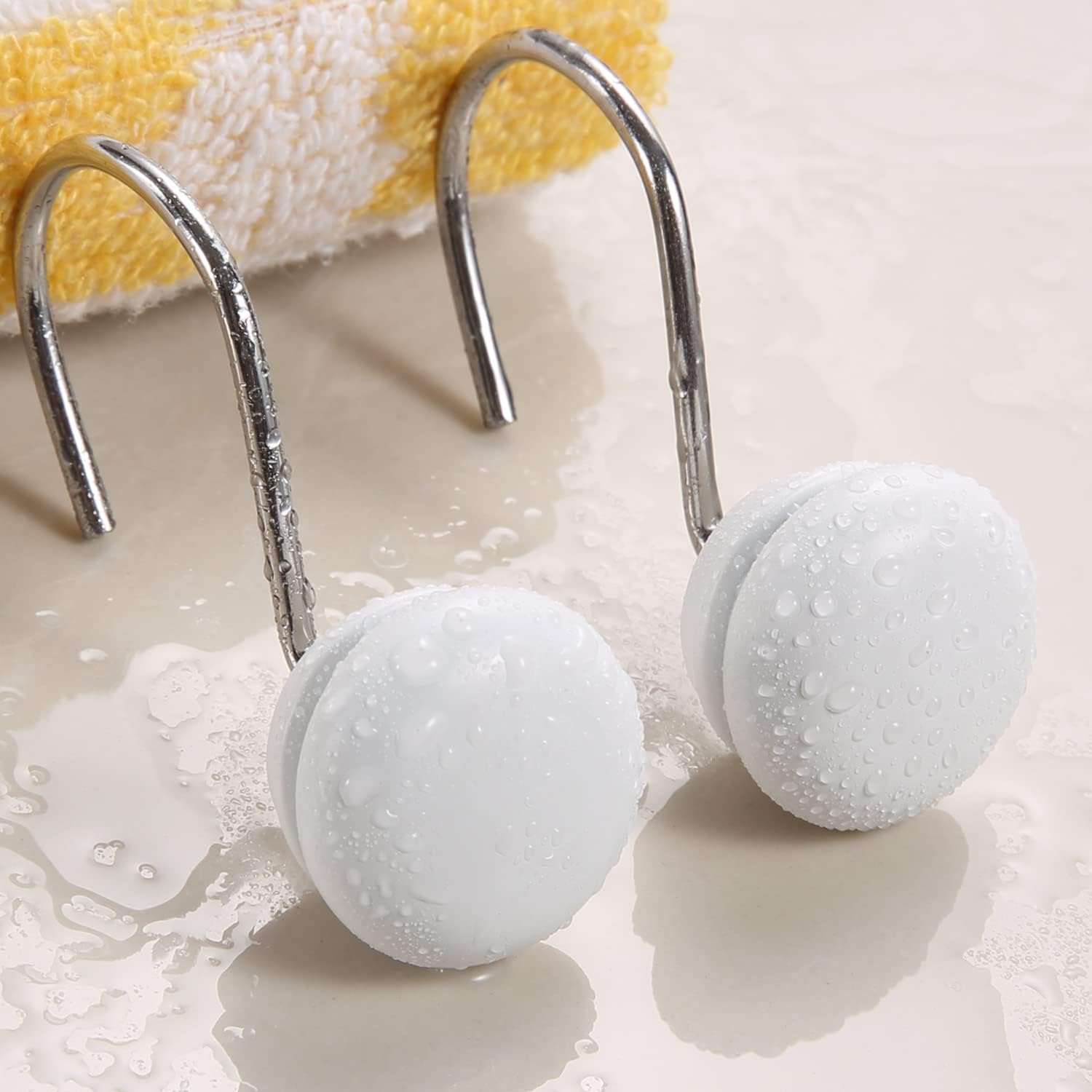 White Shower Curtain Hooks, Rt Proof Shower Curtain Rings for Bathroom,  Decorative Shower Hooks Hangers for Shower Curtain Rod,Set of 12 - Image 5