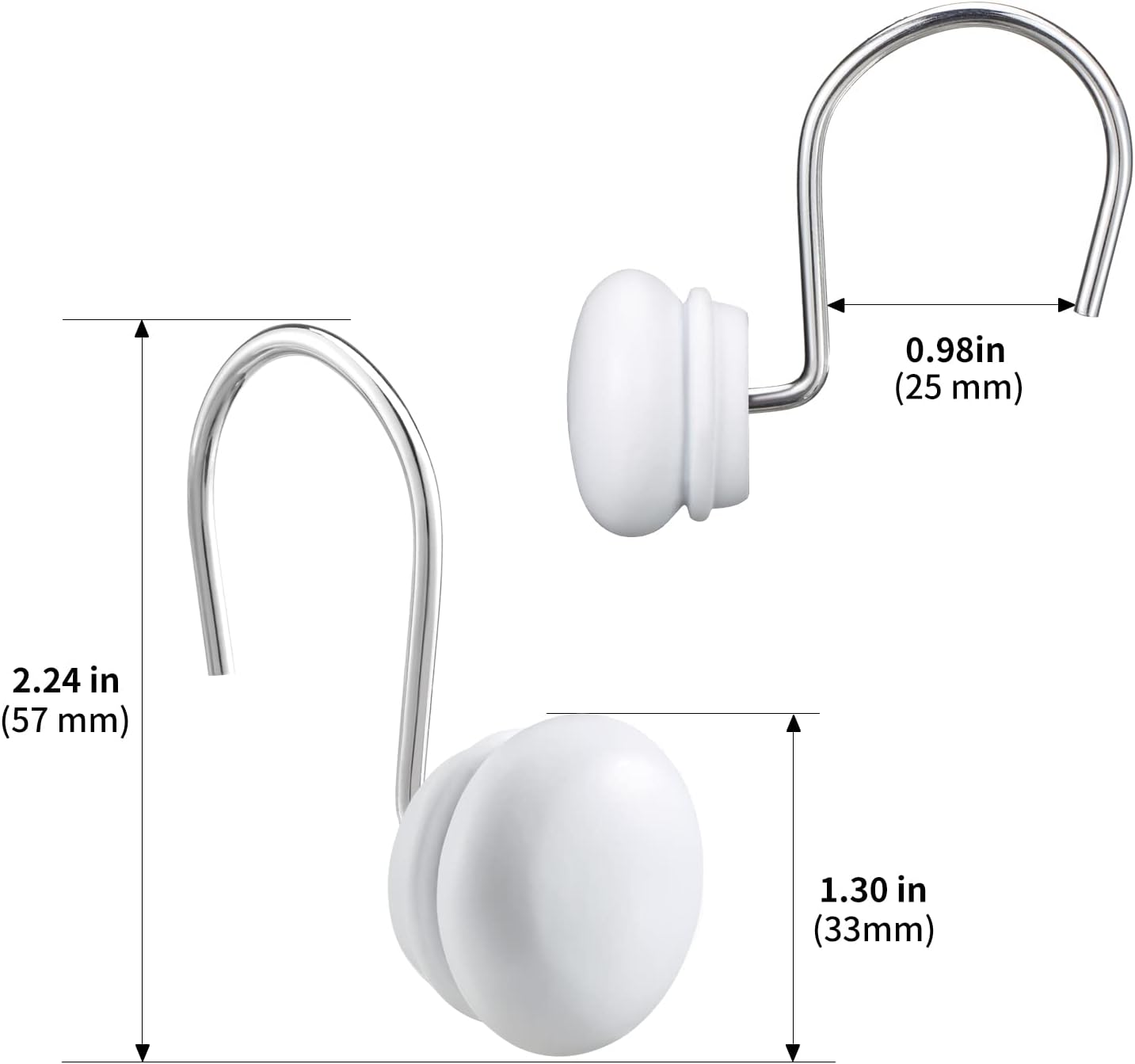 White Shower Curtain Hooks, Rt Proof Shower Curtain Rings for Bathroom,  Decorative Shower Hooks Hangers for Shower Curtain Rod,Set of 12 - Image 6