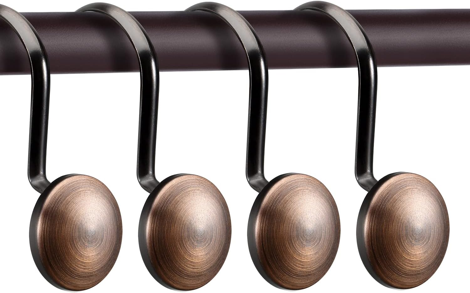 Bronze Shower Curtain Hooks, Rtproof Shower Hooks for Shower Curtain Bathroom,  Oil Rubbed Decorative Shower Rings for Shower Curtain Rod Hangers, Thread Shape Design Set of 12 - Image 2