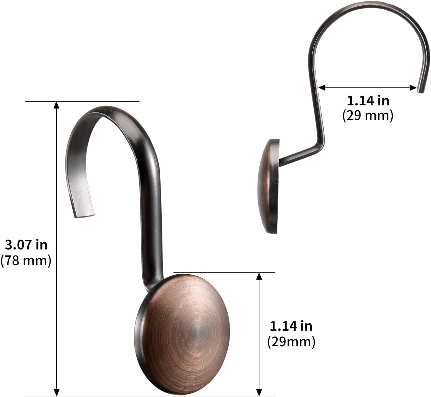 Bronze Shower Curtain Hooks, Rtproof Shower Hooks for Shower Curtain Bathroom,  Oil Rubbed Decorative Shower Rings for Shower Curtain Rod Hangers, Thread Shape Design Set of 12 - Image 5