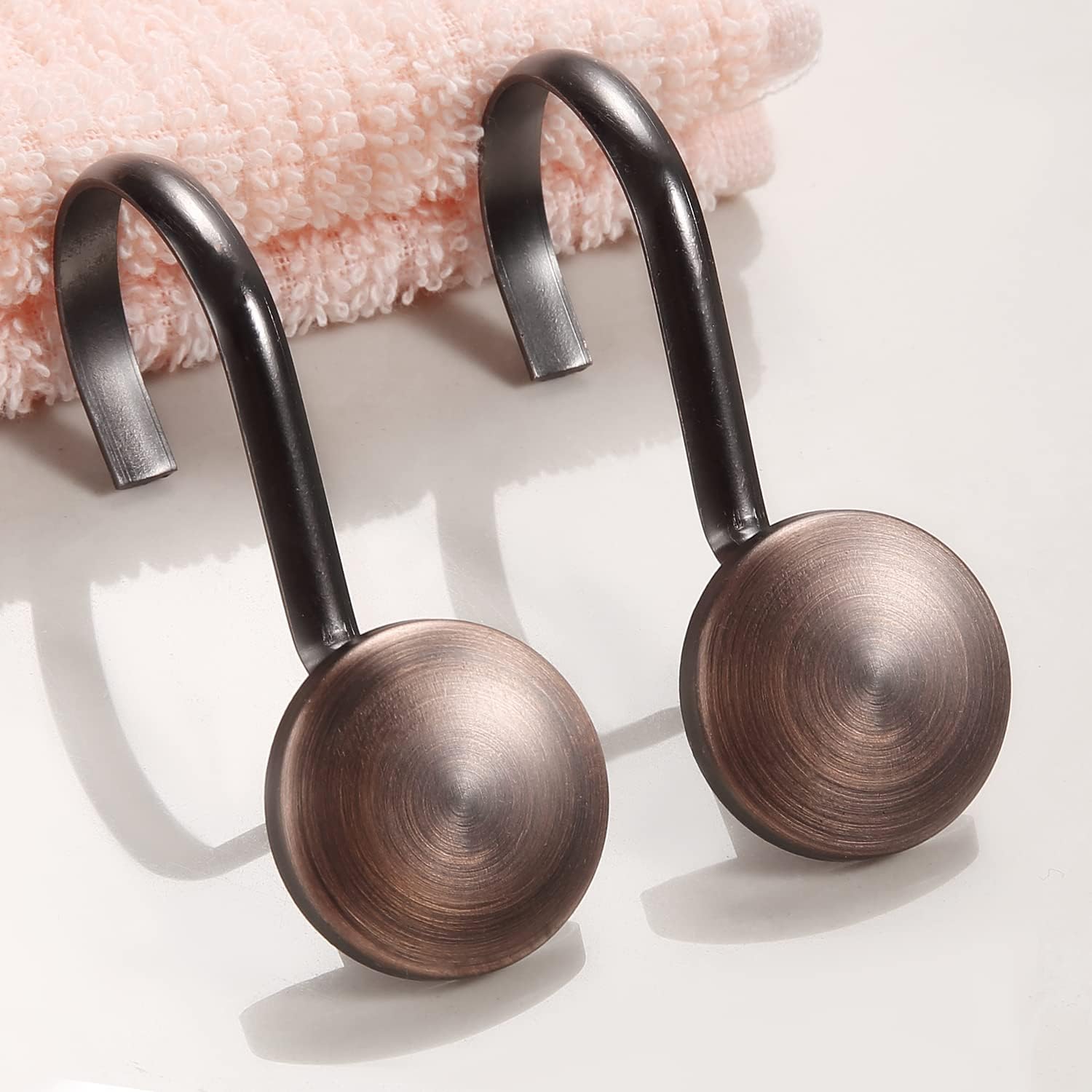 Bronze Shower Curtain Hooks, Rtproof Shower Hooks for Shower Curtain Bathroom,  Oil Rubbed Decorative Shower Rings for Shower Curtain Rod Hangers, Thread Shape Design Set of 12 - Image 6