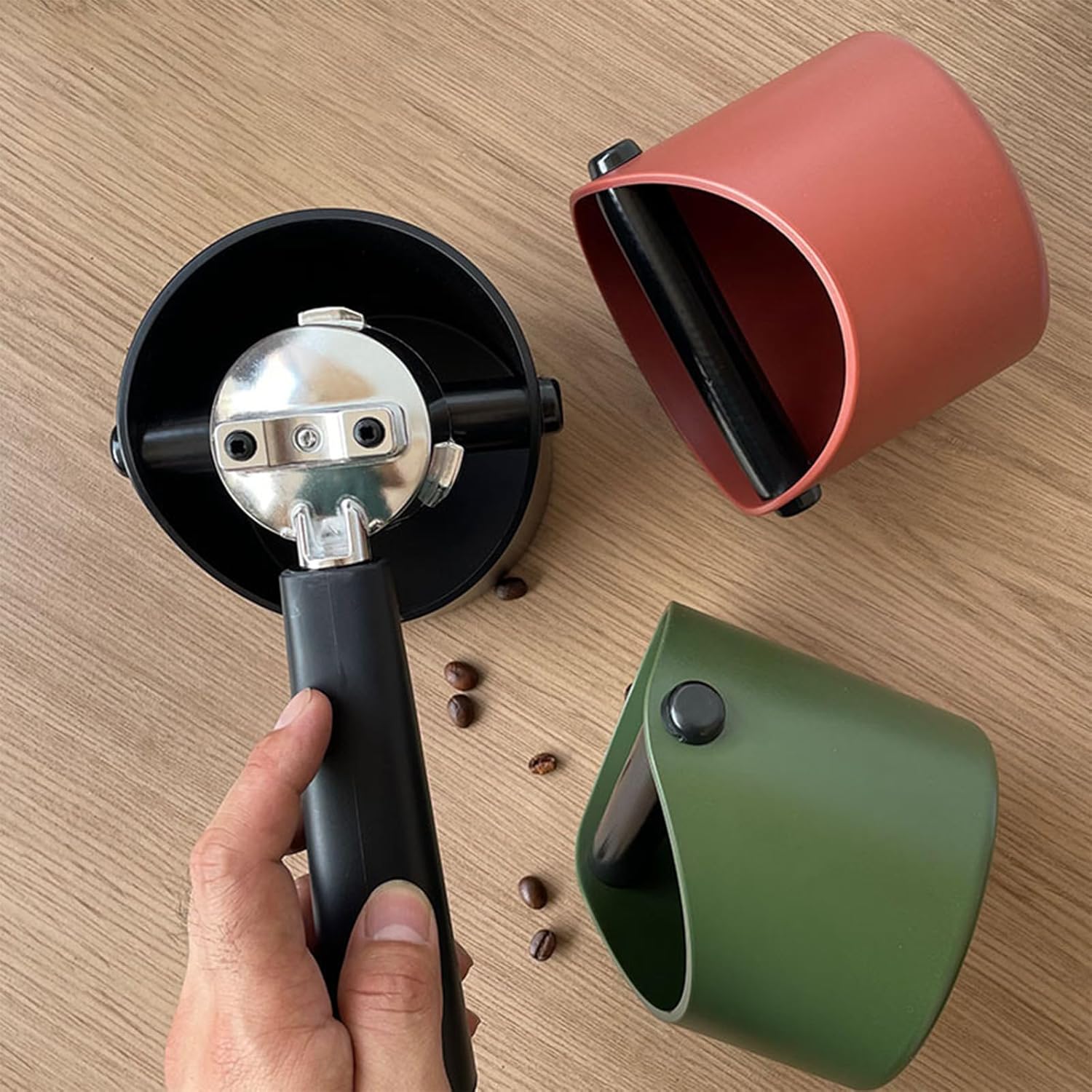 Coffee Knock Box, 4.6 in, Barista Style Espresso Grounds Knock Box, Removable Plastic Knock Rod, Non-Slip Base, Espresso Maker Accessory (Black) - Image 5