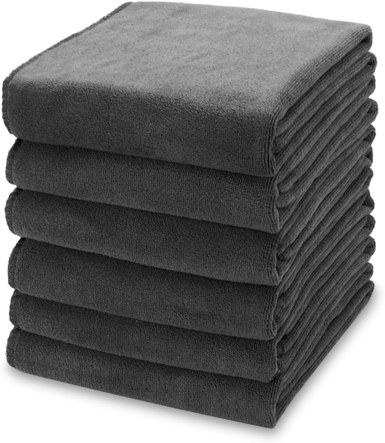 13x28 Inches Kitchen Cloth Dish Towels, 400 GSM Premium Dishcloths, Super Absorbent Coral Velvet Microfiber Cleaning Cloths, Fast Drying Rags for Washing Dishes (6 Pack, Dark Grey) - Image 1