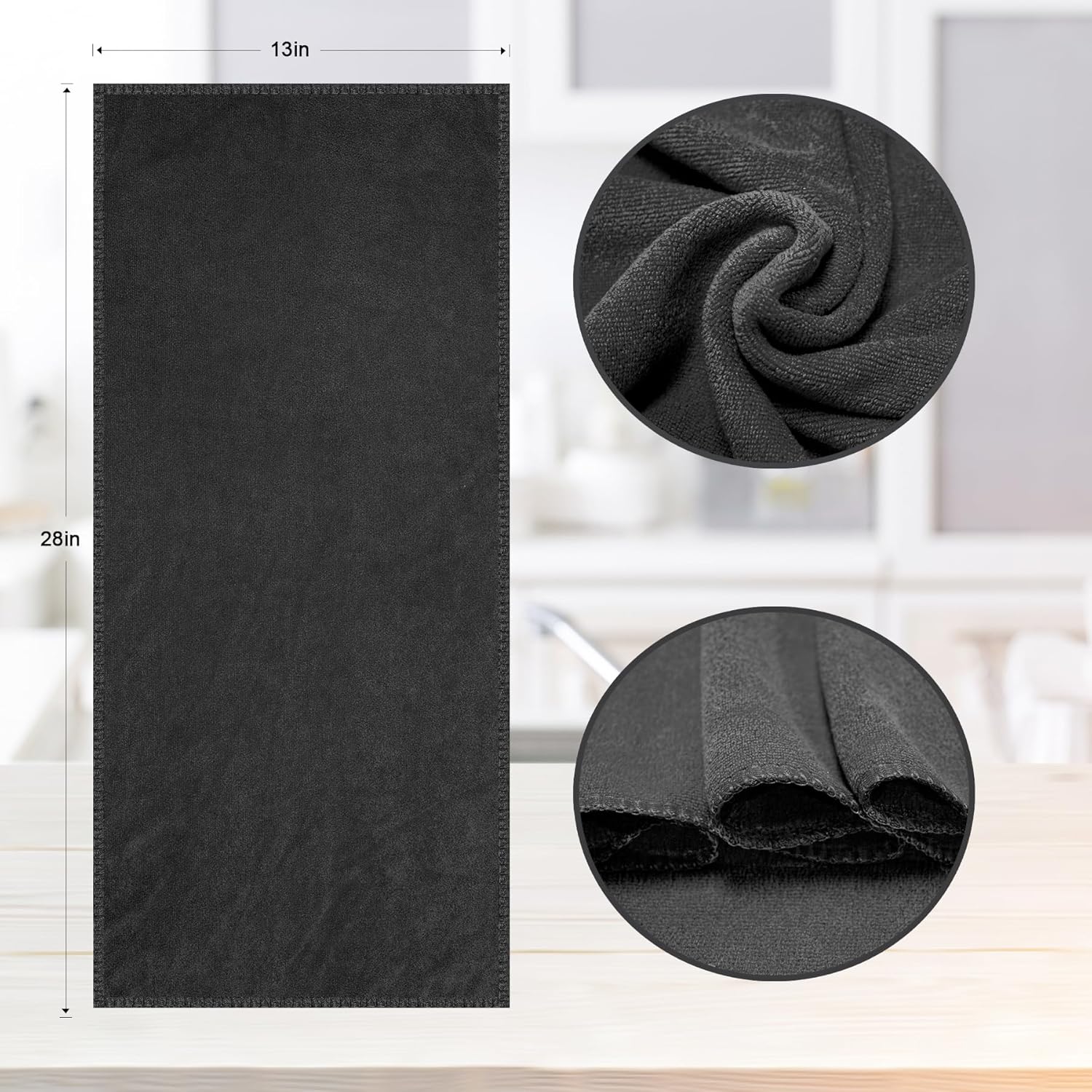 13x28 Inches Kitchen Cloth Dish Towels, 400 GSM Premium Dishcloths, Super Absorbent Coral Velvet Microfiber Cleaning Cloths, Fast Drying Rags for Washing Dishes (6 Pack, Dark Grey) - Image 6