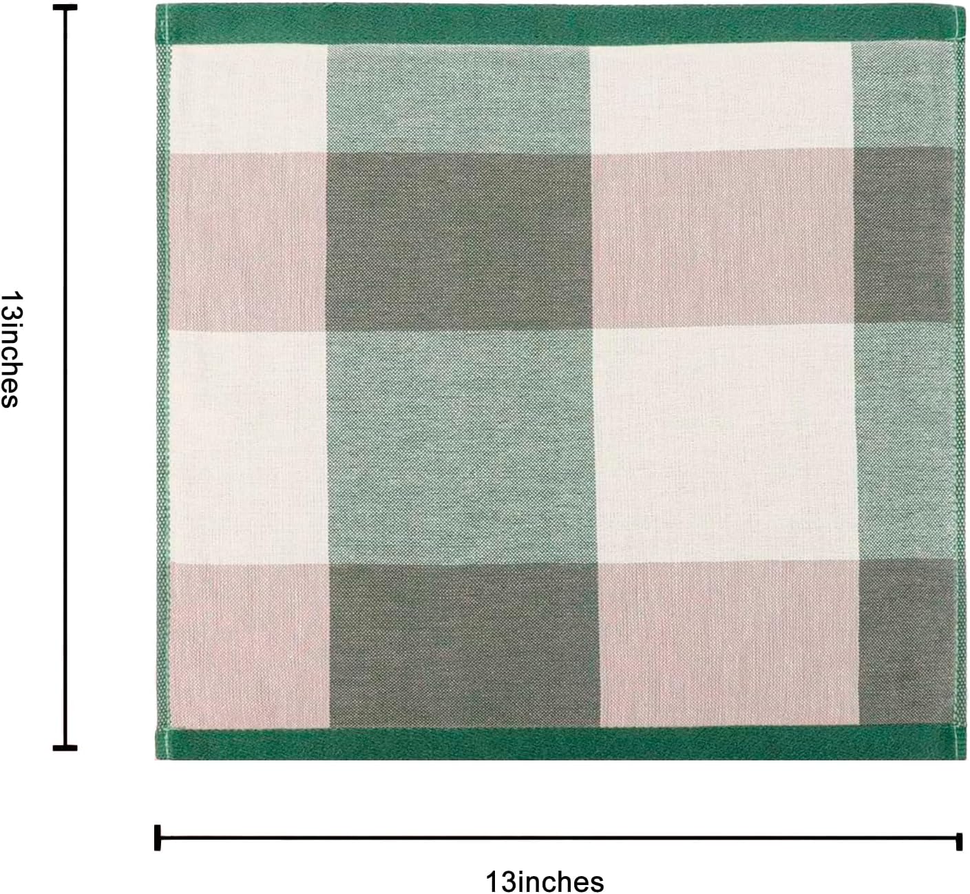 6 Pack 100% Cotton Washcloths, Dual-Sided Design (Terry + Gauze) Facecloths, 13x13 Inch Ginghqm Washrags, Soft & Skin-Friendly, for Bathroom, Kitchen & Hoehold (Green, 13x13 Inches) - Image 8