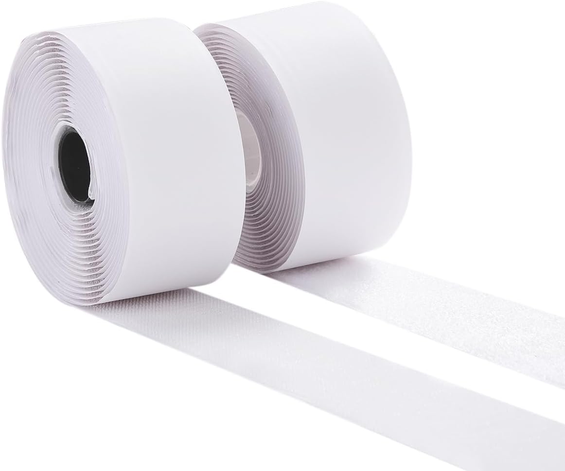 2 Inch Wide Hook and Loop Tape, Excellent Grip, Strong Adhesive Back, Nylon Self-Adhesive Fastener Strips for Fixing and Hanging, Home School and Office e (White, 15 Feet) - Image 1