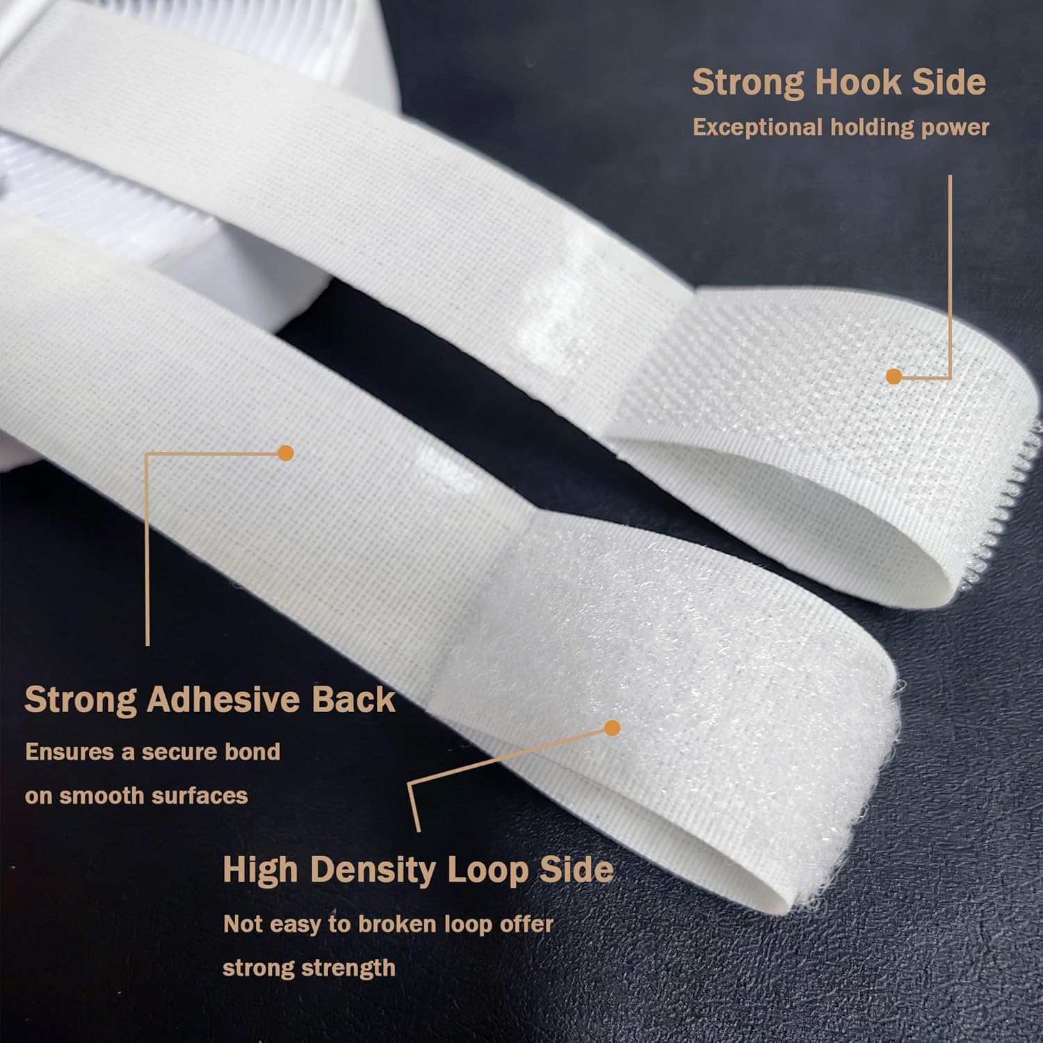 2 Inch Wide Hook and Loop Tape, Excellent Grip, Strong Adhesive Back, Nylon Self-Adhesive Fastener Strips for Fixing and Hanging, Home School and Office e (White, 15 Feet) - Image 3