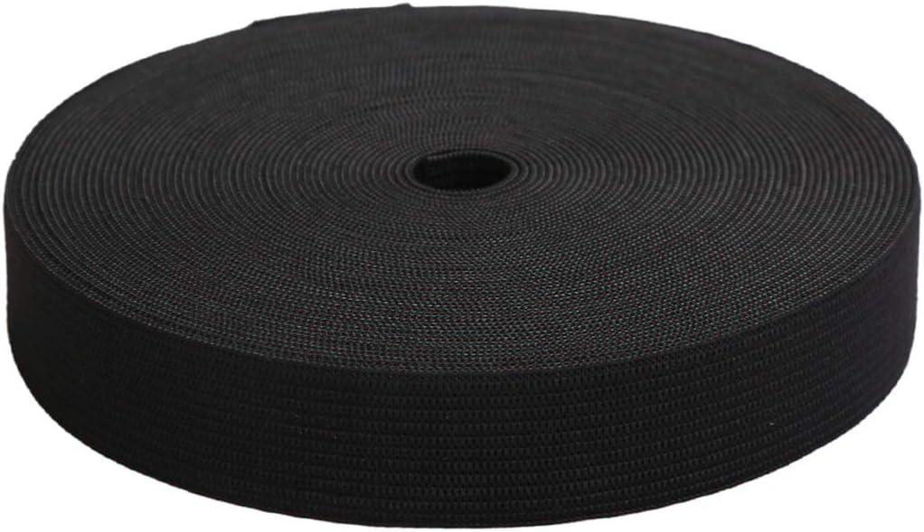 1 Inch by 20 Yard Black Heavy Stretch High Elasticity Elastic Spool Knit Elastic Bands for Sewing - Image 1