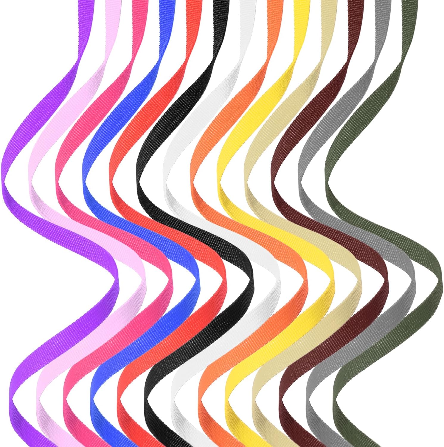 CooBigo 13 Rolls Webbing Strap 3/8 Inch 3/4 Inch 1 Inch 1.5 Inch 2 Inch Polyester Webbing 13 Colors &13 Yards 3/8