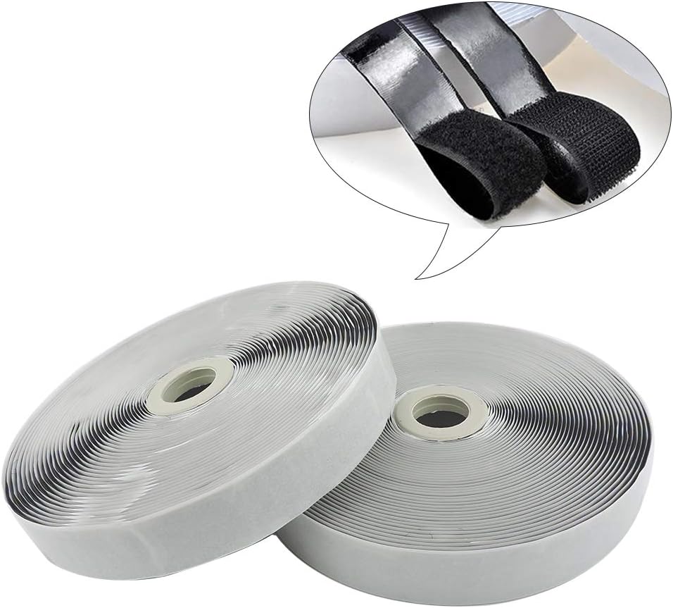 Self Adhesive Hook and Loop Tape Roll 3/4 Inch Black Strong Adhesive Interlocking Tape for Picture and Tools Hanging Pedal Board Fastening 12.6 Yard - Image 1