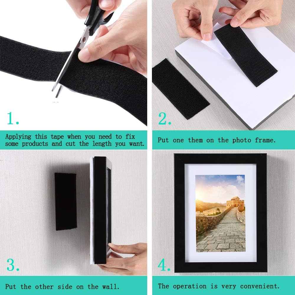 Self Adhesive Hook and Loop Tape Roll 3/4 Inch Black Strong Adhesive Interlocking Tape for Picture and Tools Hanging Pedal Board Fastening 12.6 Yard - Image 4