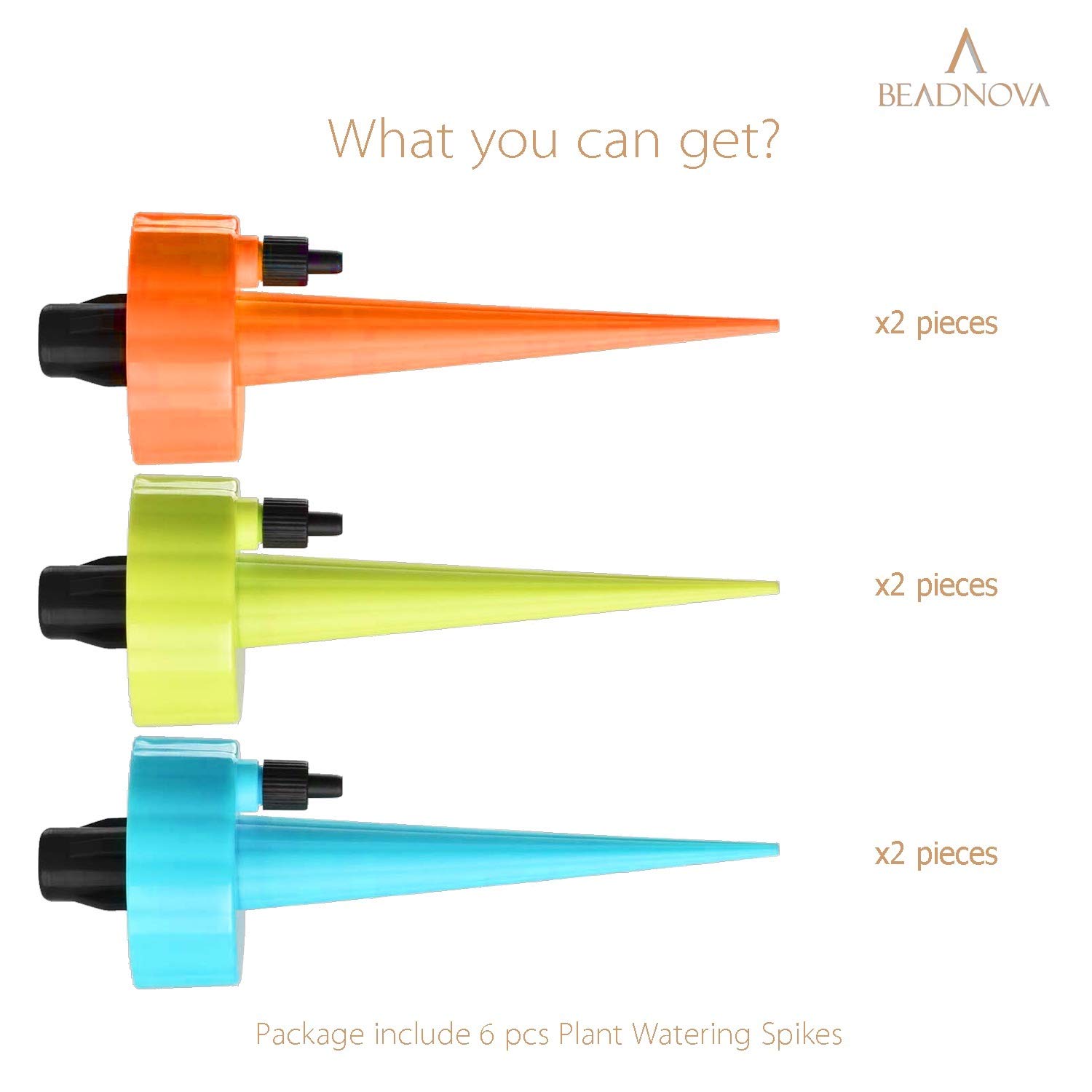 Plant Self Watering Spikes Automatic Irrigation Equipment Adjtable Self Watering Spikes for Plants with Slow Release Control Valve (Orange Blue Green, 6pcs) - Image 3