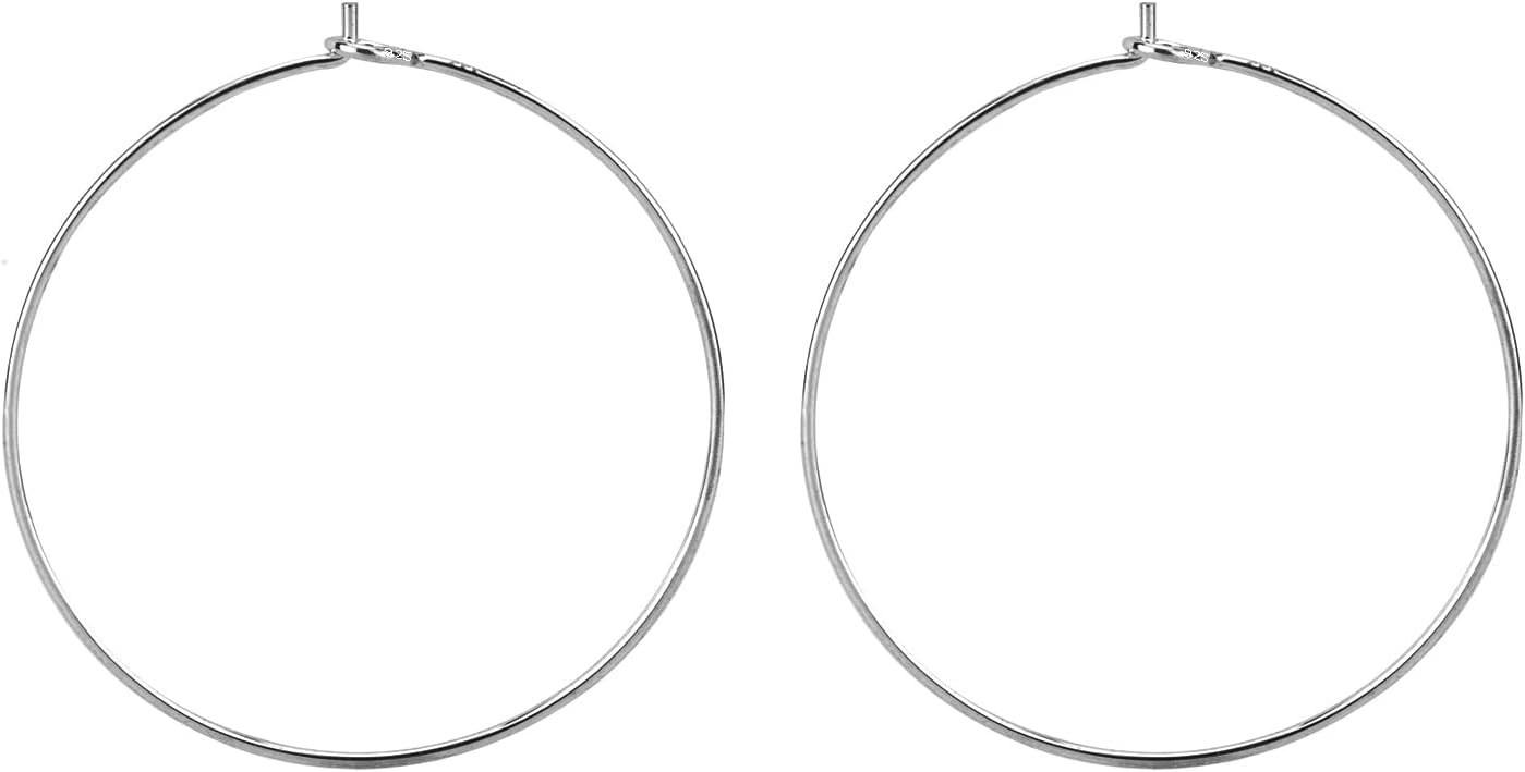 925 Sterling Silver Hoop Ear Wires Hoop Earrings Wires Earwires for Jewelry Making Earrings Making DIY (2pcs, 30mm) - Image 1