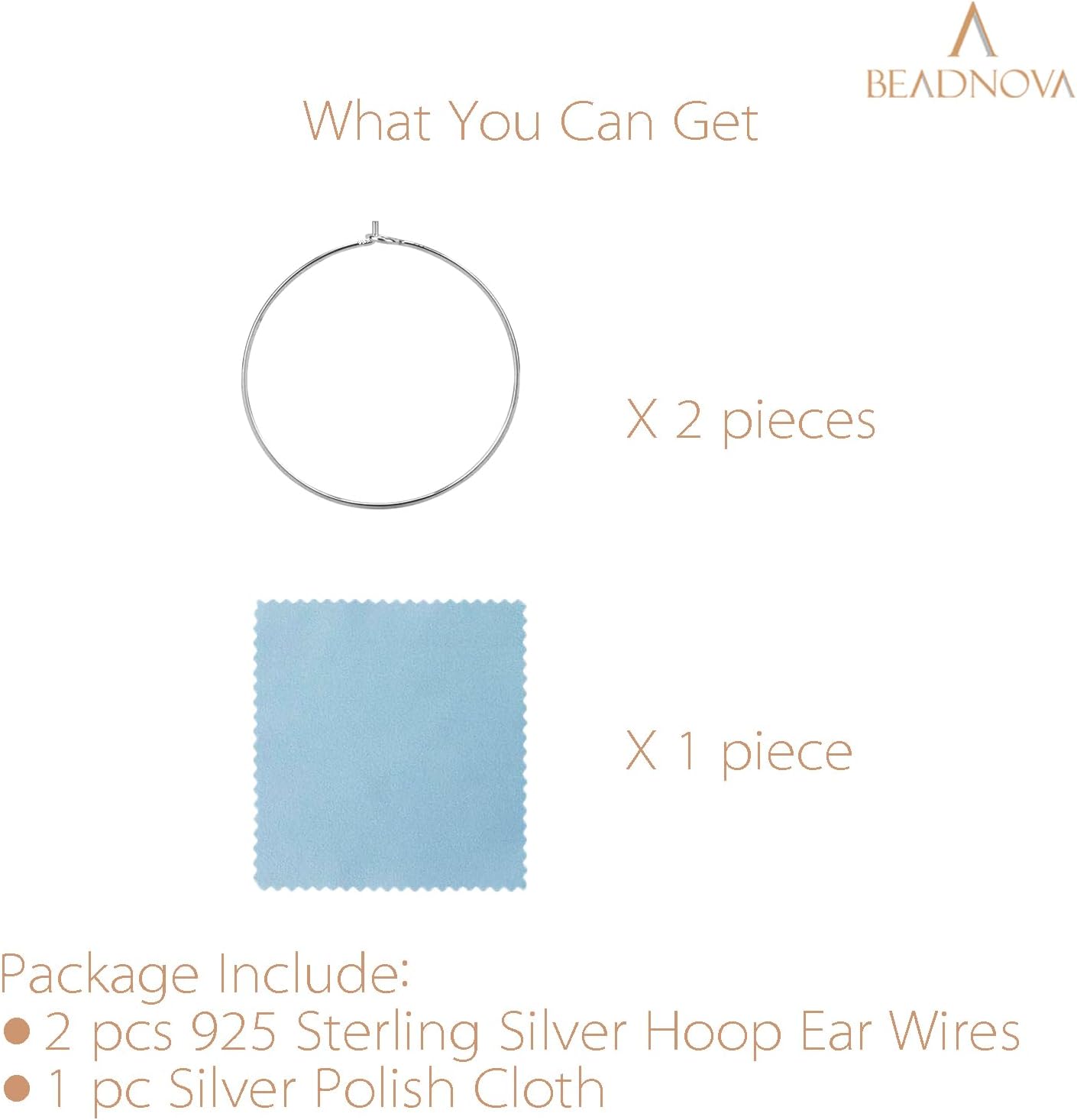 925 Sterling Silver Hoop Ear Wires Hoop Earrings Wires Earwires for Jewelry Making Earrings Making DIY (2pcs, 30mm) - Image 3