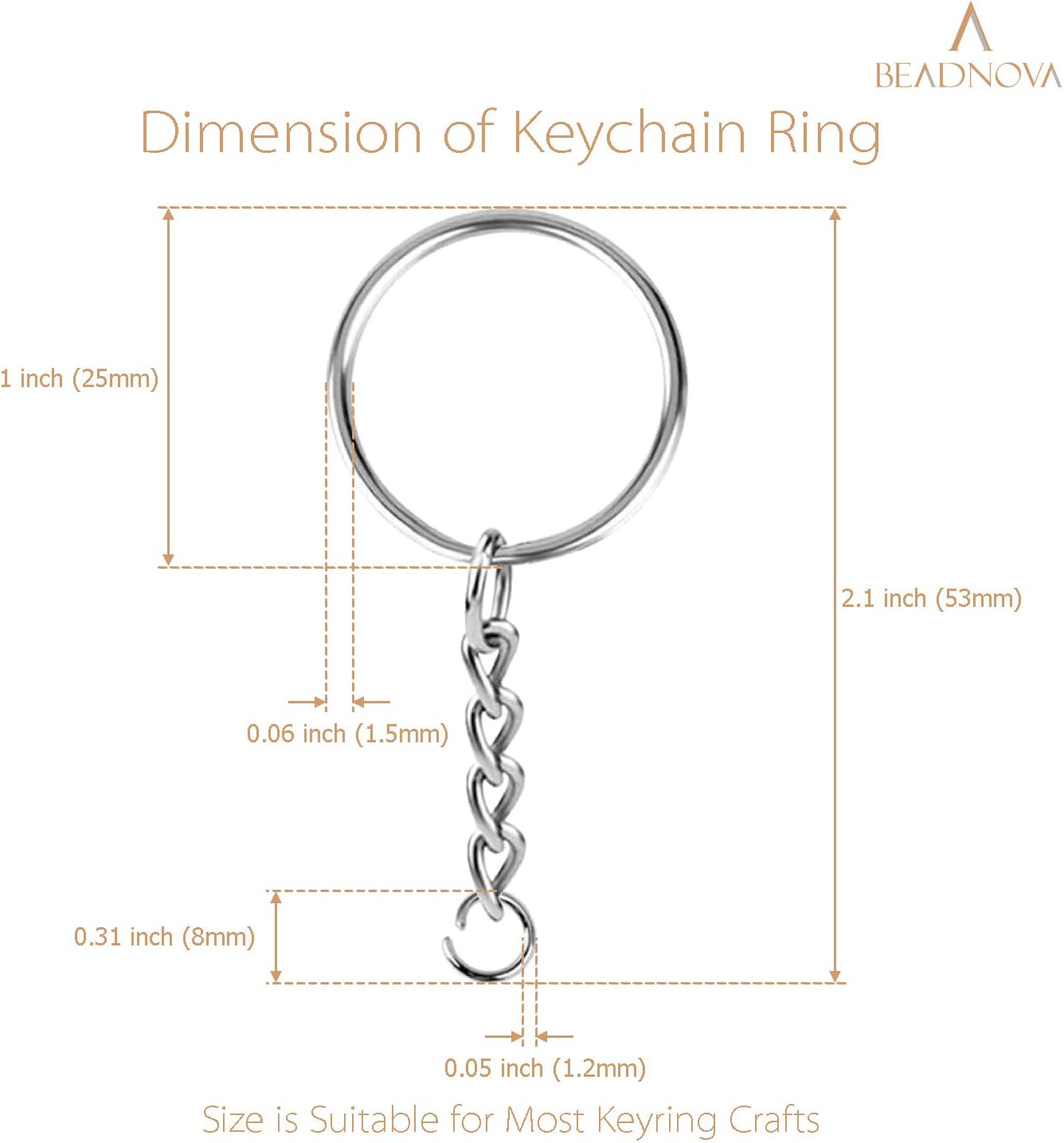 Split Keychain Ring Silver Keychain Rings for Crafts Metal Key Chain Kit for Jewelry Making Key Chains Accessories Craft DIY (25mm, 150pcs) - Image 3