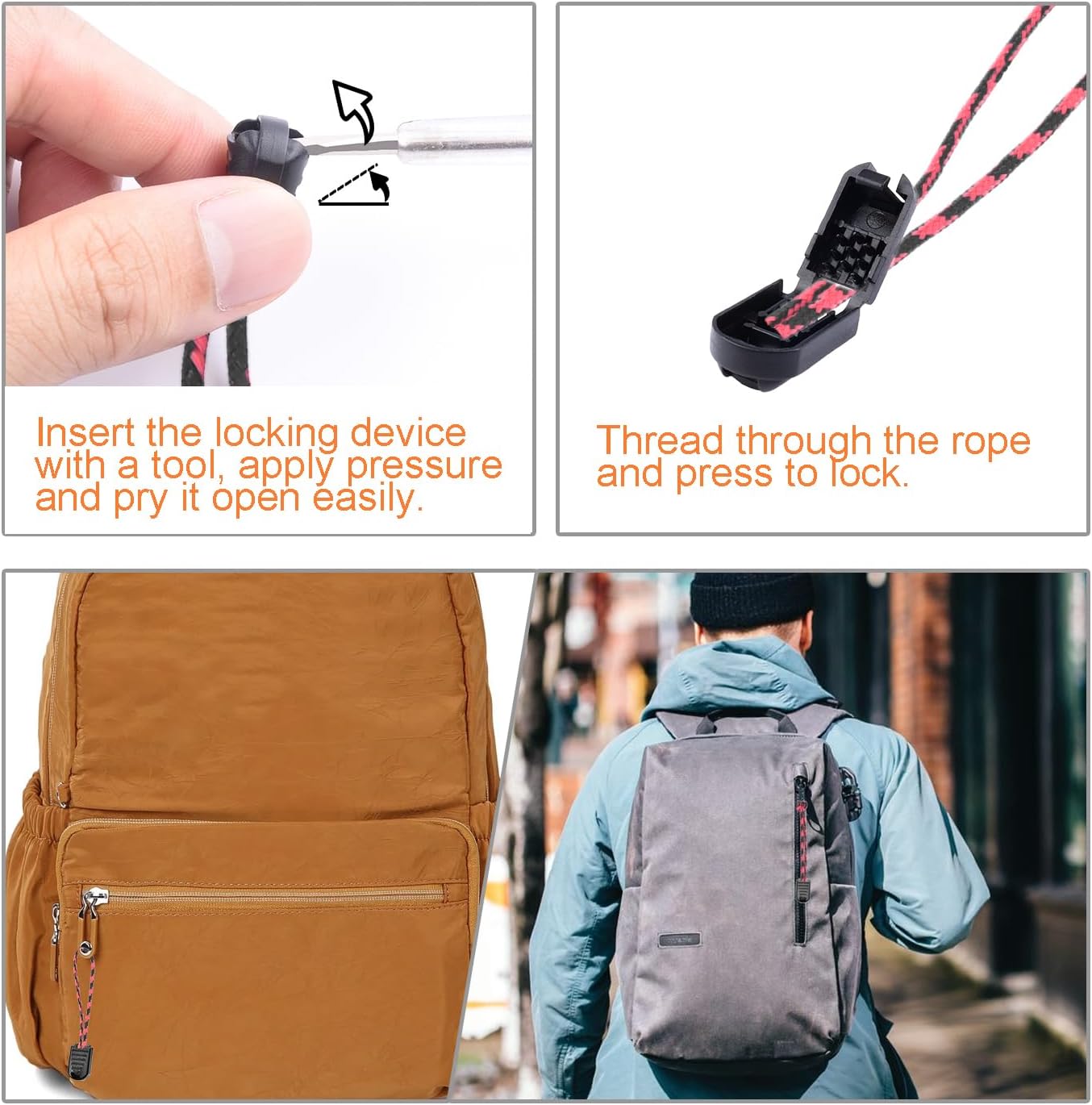 10 Pack Backpack Replacement Zipper Pulls Black - Image 6