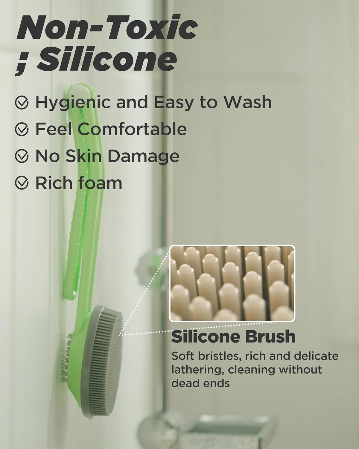 Silicone Body Scrubber Refill Replacement Pad - Back Shower Scrub Brh - Hygienic and Durable Soft Silicone for Sensitive Skin - Image 3