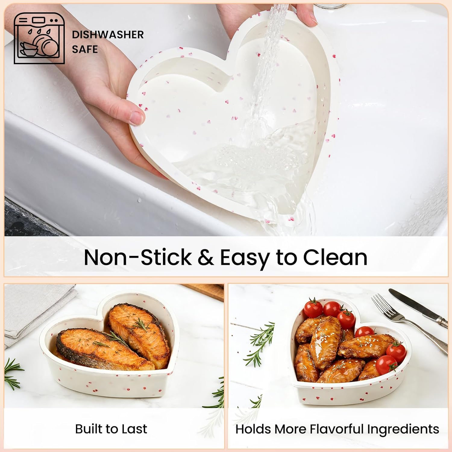 2P 10 Inch Silicone Heart Shaped Cake Pans, Nonstick Cake Pan, BPA Free Silicone Heart Cake Baking Mold for Oven Dishwasher Safe-Heartdot - Image 5