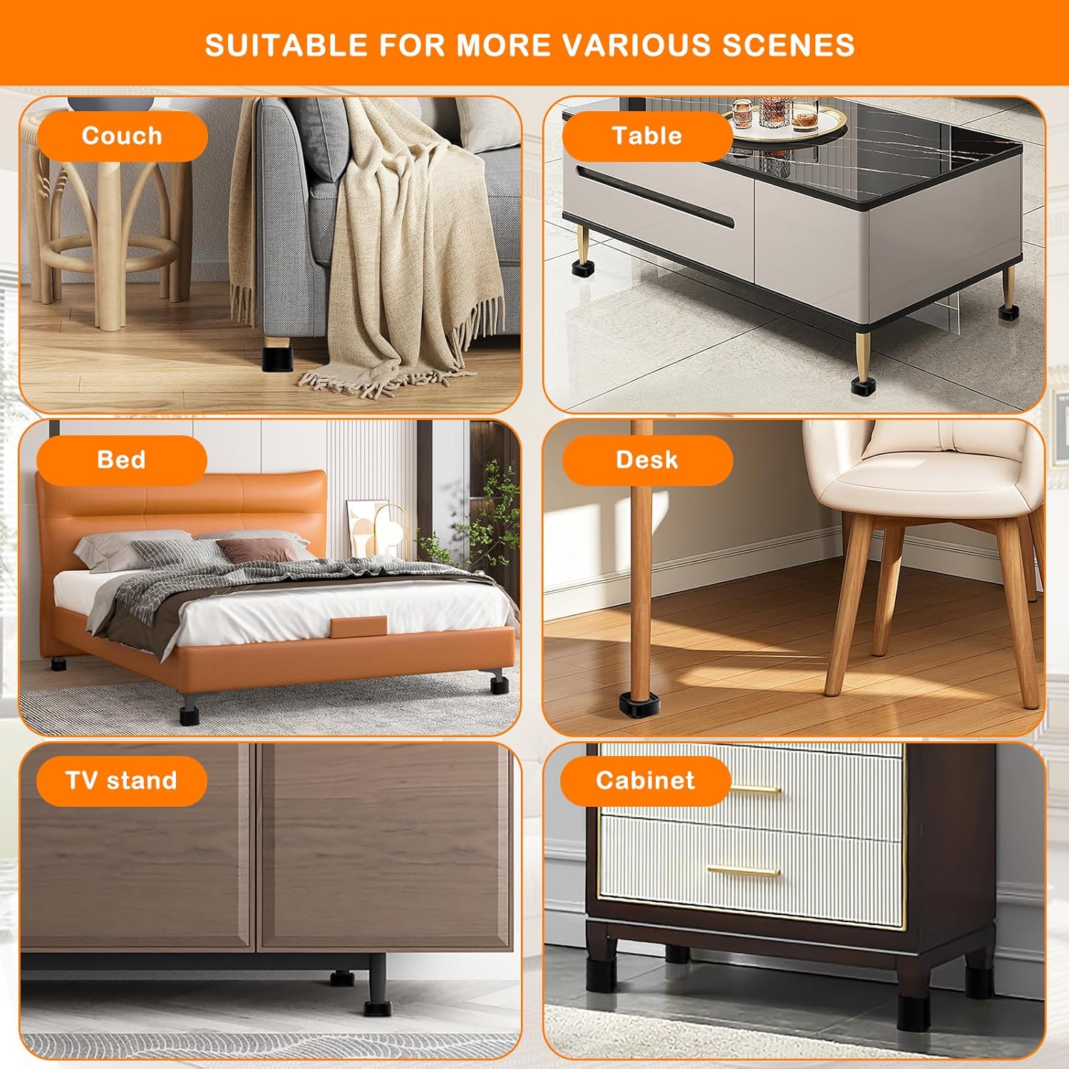 8 Pack Furniture Risers Adjtable Bed Risers Heavy Duty Lifts Height 1