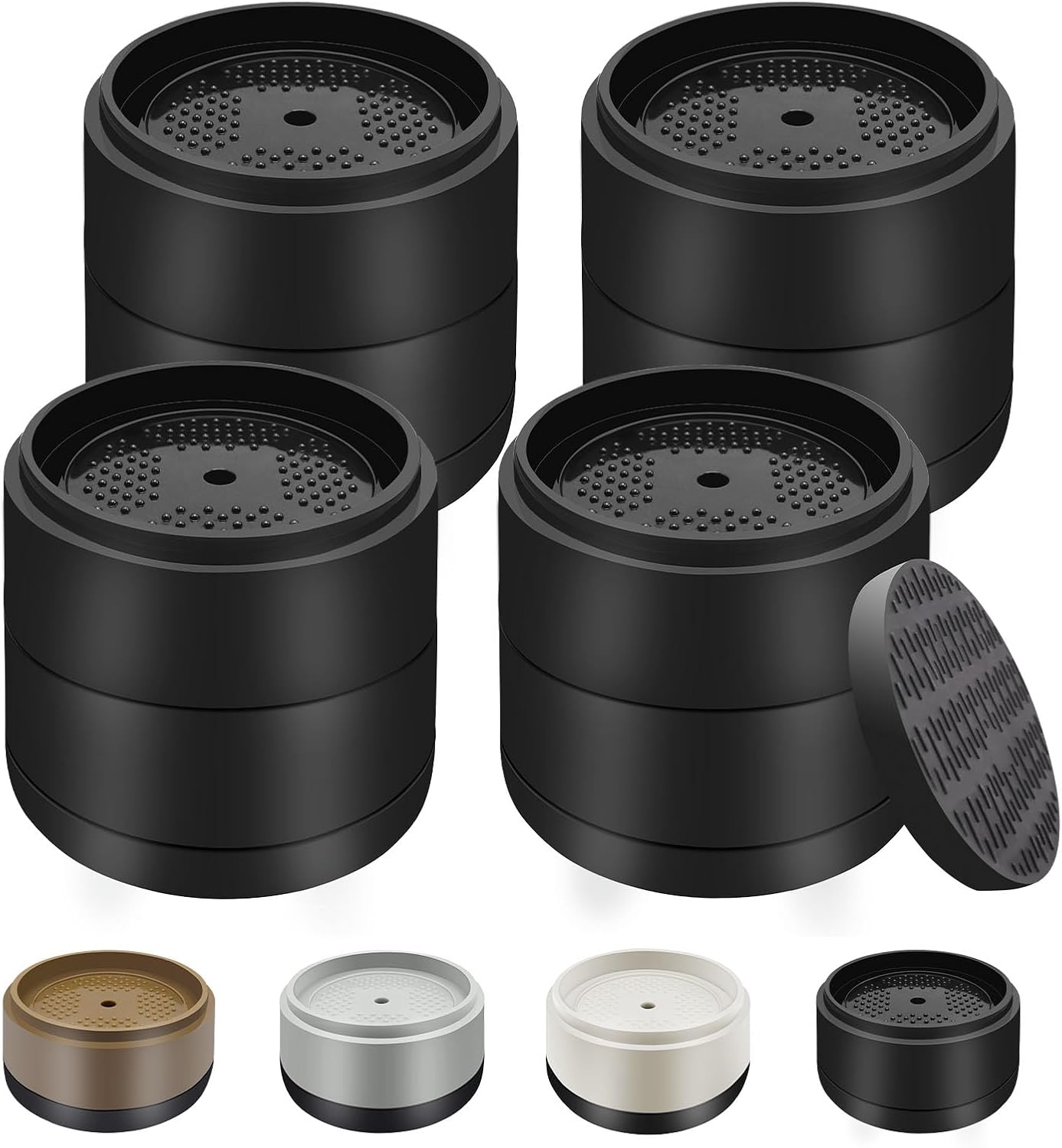 Furniture Risers Bed Risers Heavy Duty 1 inch, 2 inch, 3 inch, 4 inch Round Adjtable Bed Lifts Riser for Desk Legs Table Couch Sofa Chair Refrigerator Washing Machine (1+1 Inch, Black, 4 Pack) - Image 1