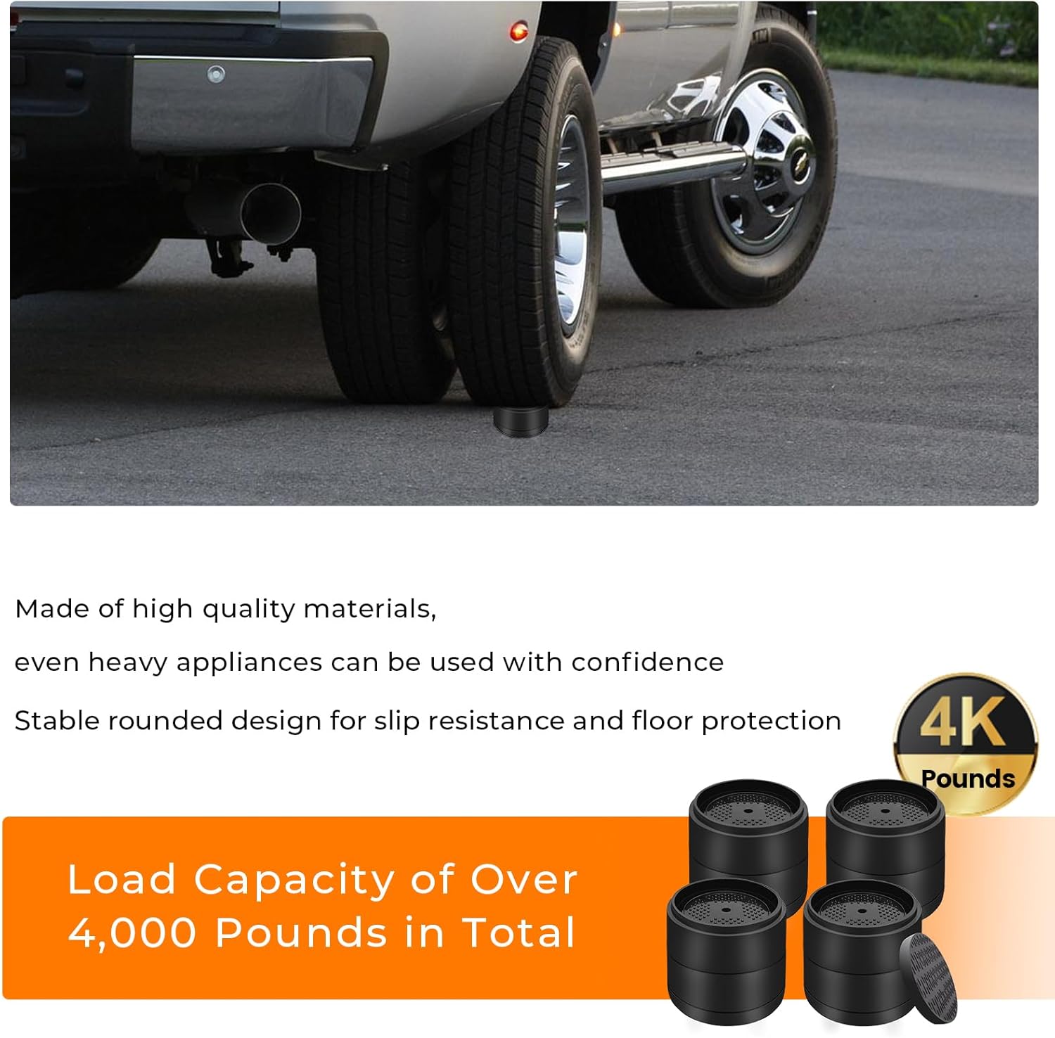 Furniture Risers Bed Risers Heavy Duty 1 inch, 2 inch, 3 inch, 4 inch Round Adjtable Bed Lifts Riser for Desk Legs Table Couch Sofa Chair Refrigerator Washing Machine (1+1 Inch, Black, 4 Pack) - Image 6