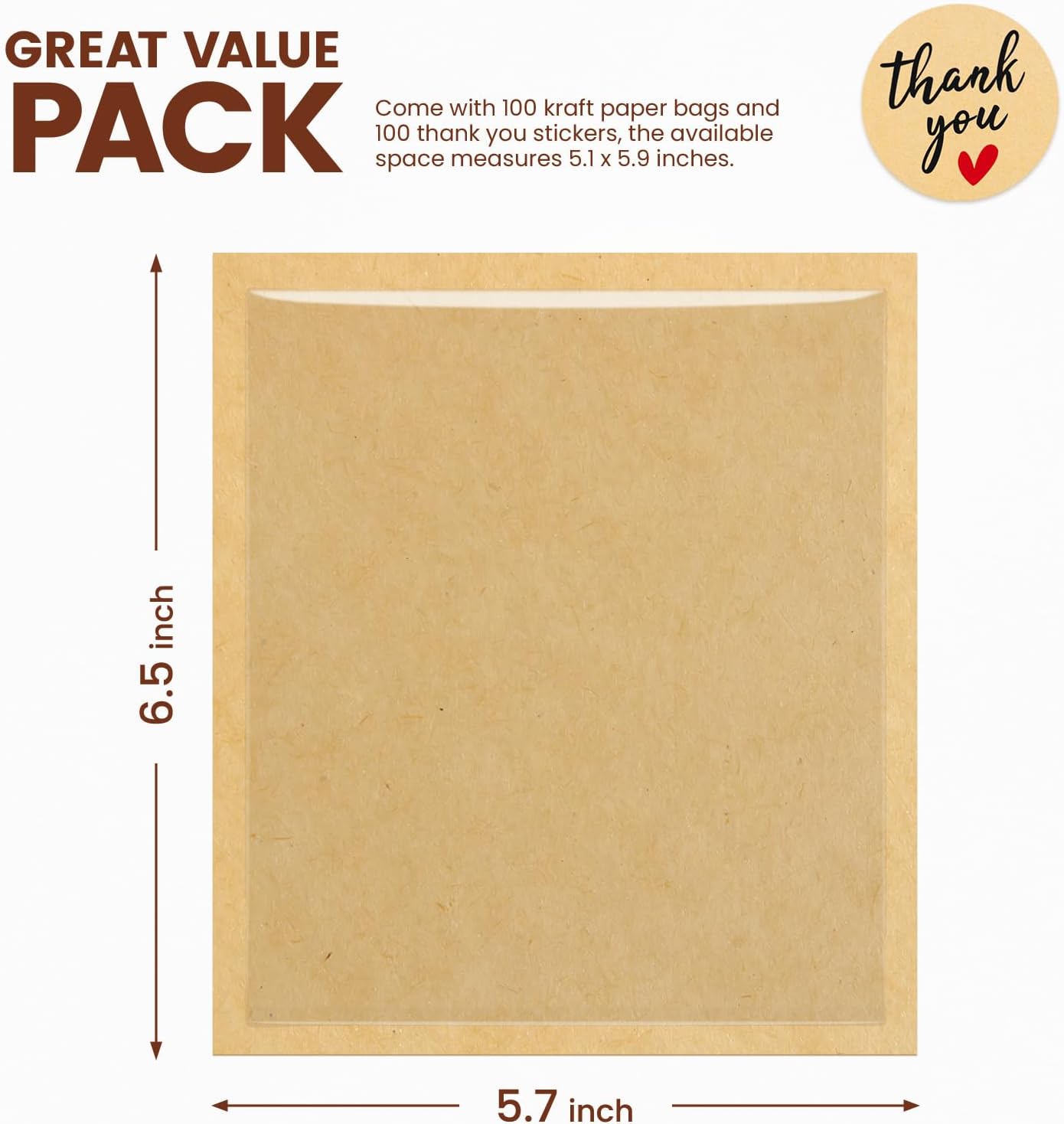 100 Pack Cookie Packaging Bags with Seal, 5.7x6.5 Inch Paper Bakery Bags with Window, Heat Sealable & Grease Resistant To Go Bake Sale Sleeves for Treat, Donut, Cake Slice, Scone, Brownie - Image 2