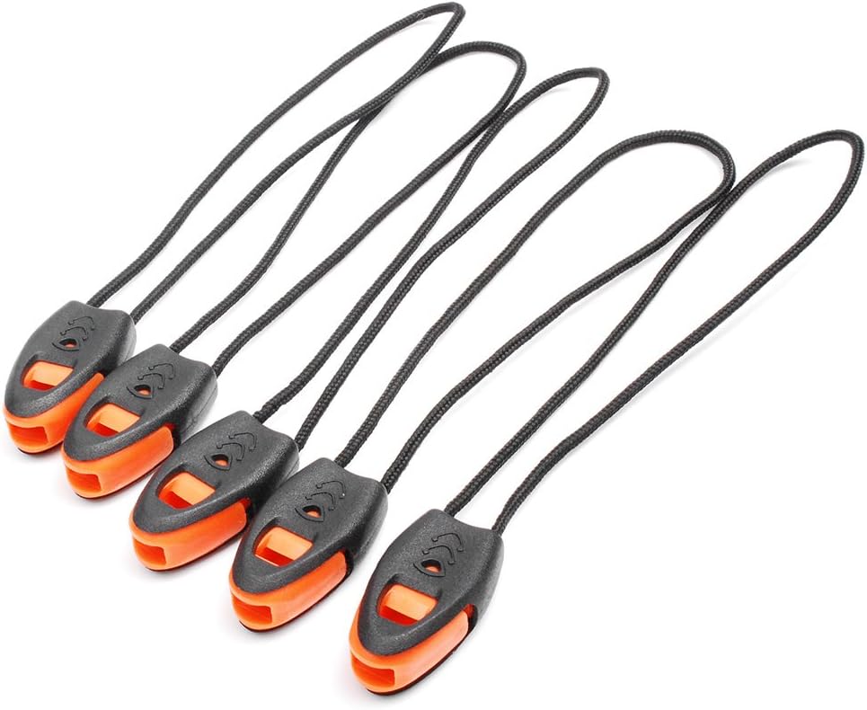 5 Pack Zipper Pull Whistles, Loud Emergency Survival Whistle for Kayak Canoe Fishing Lanyard Zipper Pull Cord Ends Lock Paracord Knife Outdoor Camp Hike Travel Kits - Image 1