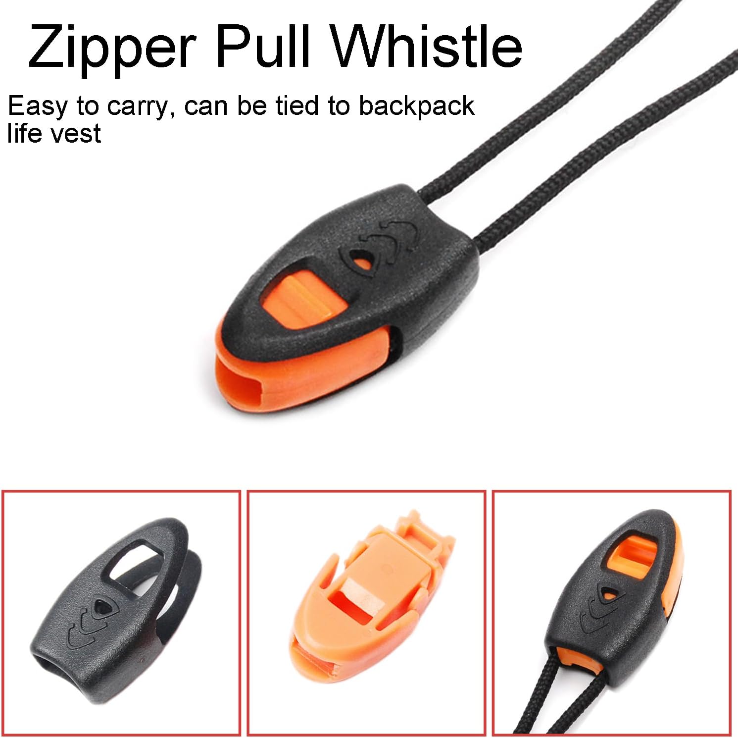 5 Pack Zipper Pull Whistles, Loud Emergency Survival Whistle for Kayak Canoe Fishing Lanyard Zipper Pull Cord Ends Lock Paracord Knife Outdoor Camp Hike Travel Kits - Image 3