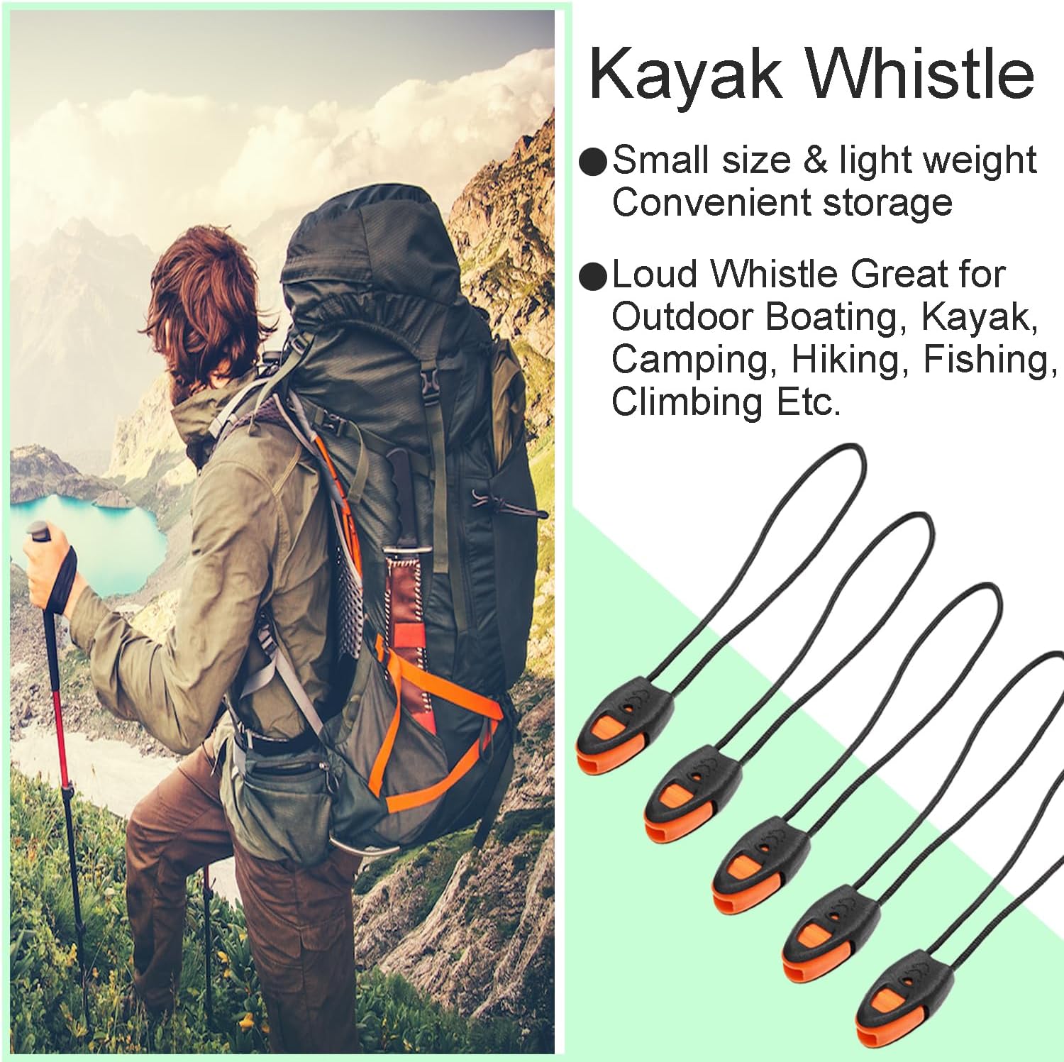 5 Pack Zipper Pull Whistles, Loud Emergency Survival Whistle for Kayak Canoe Fishing Lanyard Zipper Pull Cord Ends Lock Paracord Knife Outdoor Camp Hike Travel Kits - Image 4