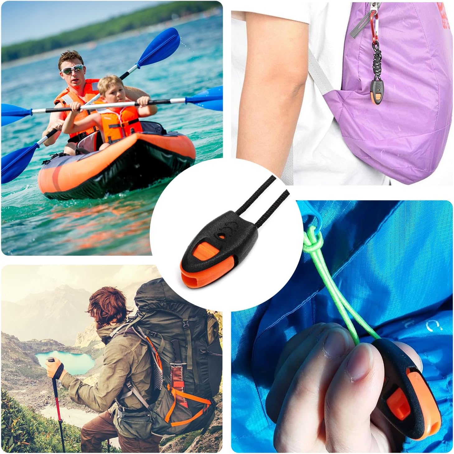 5 Pack Zipper Pull Whistles, Loud Emergency Survival Whistle for Kayak Canoe Fishing Lanyard Zipper Pull Cord Ends Lock Paracord Knife Outdoor Camp Hike Travel Kits - Image 5